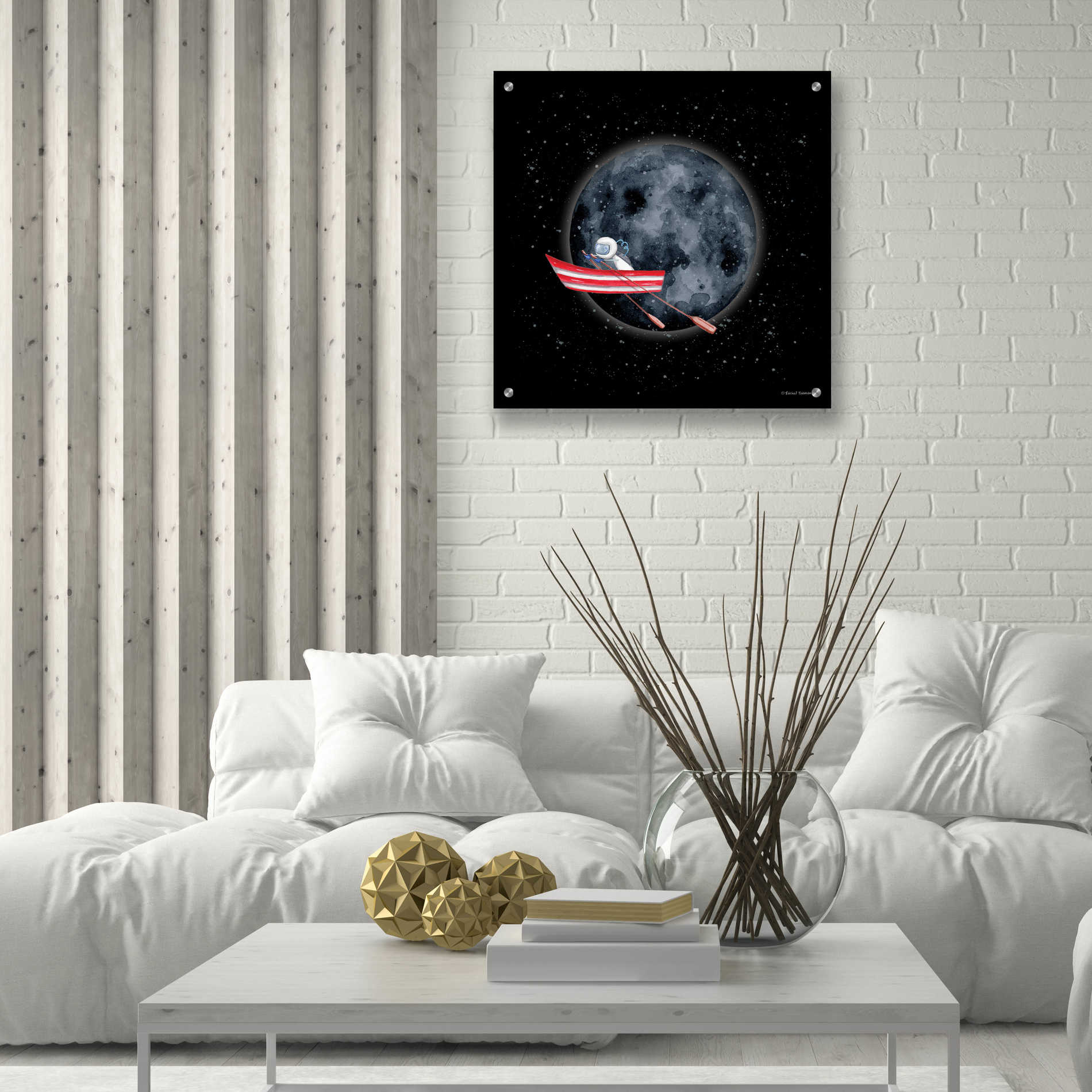 Epic Art 'Sail to the Moon' by Rachel Nieman, Acrylic Glass Wall Art,24x24