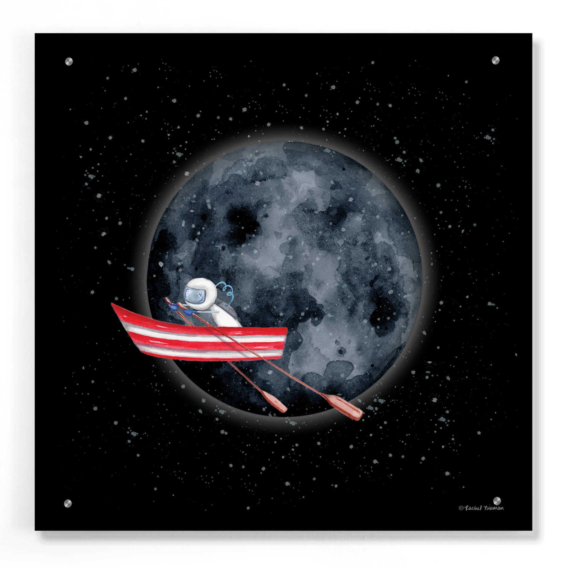 Epic Art 'Sail to the Moon' by Rachel Nieman, Acrylic Glass Wall Art,24x24