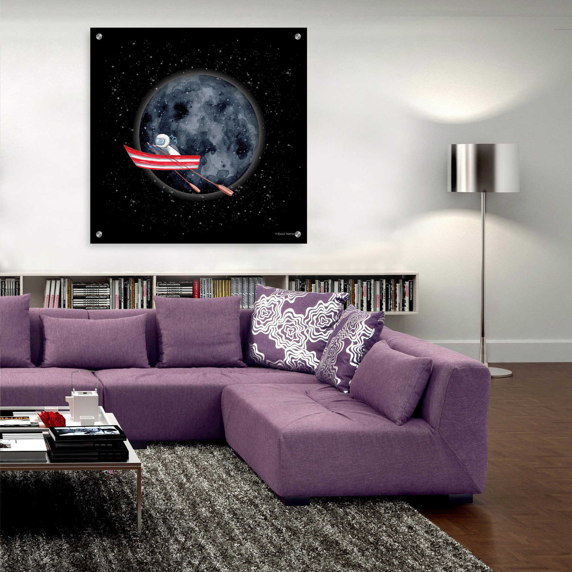 Epic Art 'Sail to the Moon' by Rachel Nieman, Acrylic Glass Wall Art,36x36