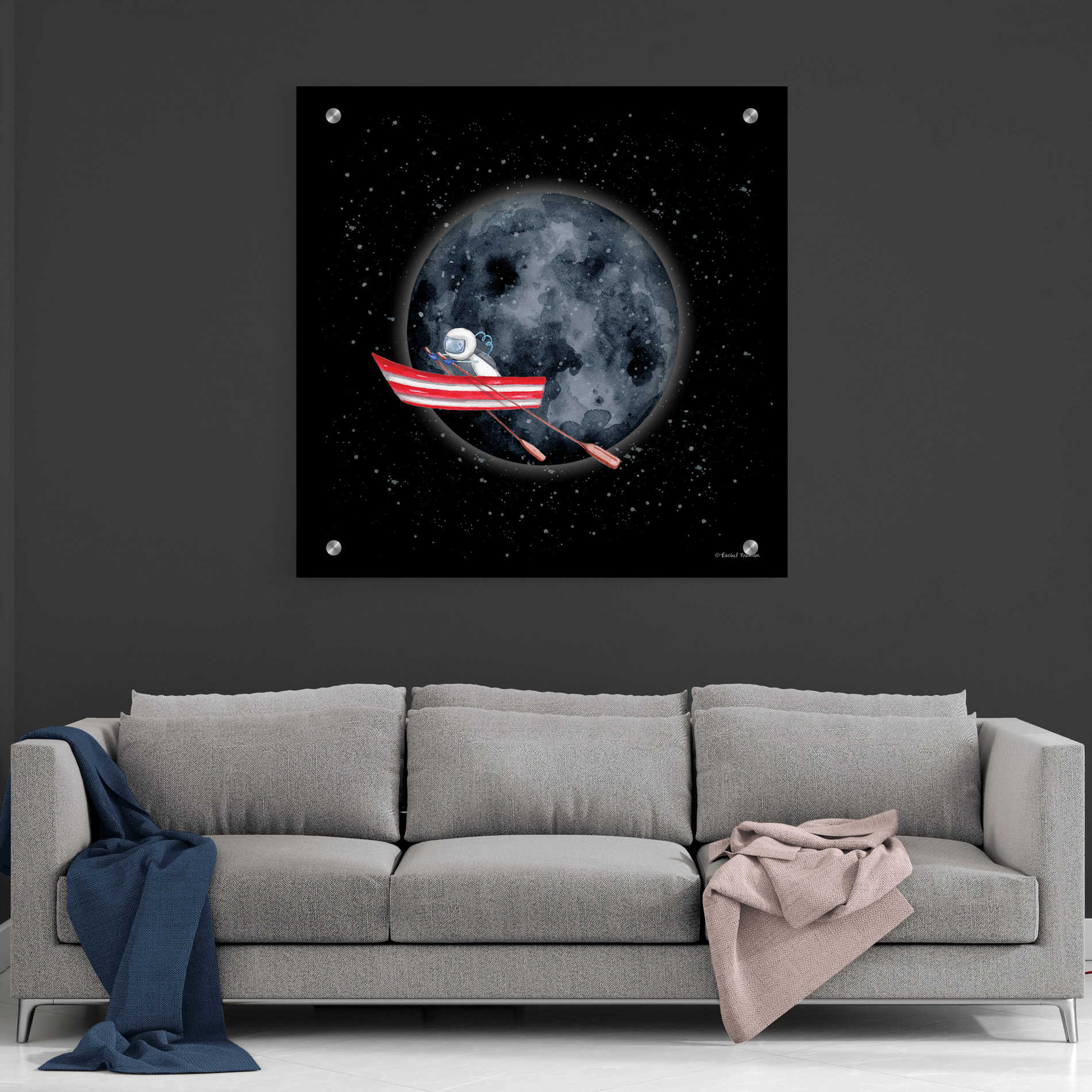 Epic Art 'Sail to the Moon' by Rachel Nieman, Acrylic Glass Wall Art,36x36