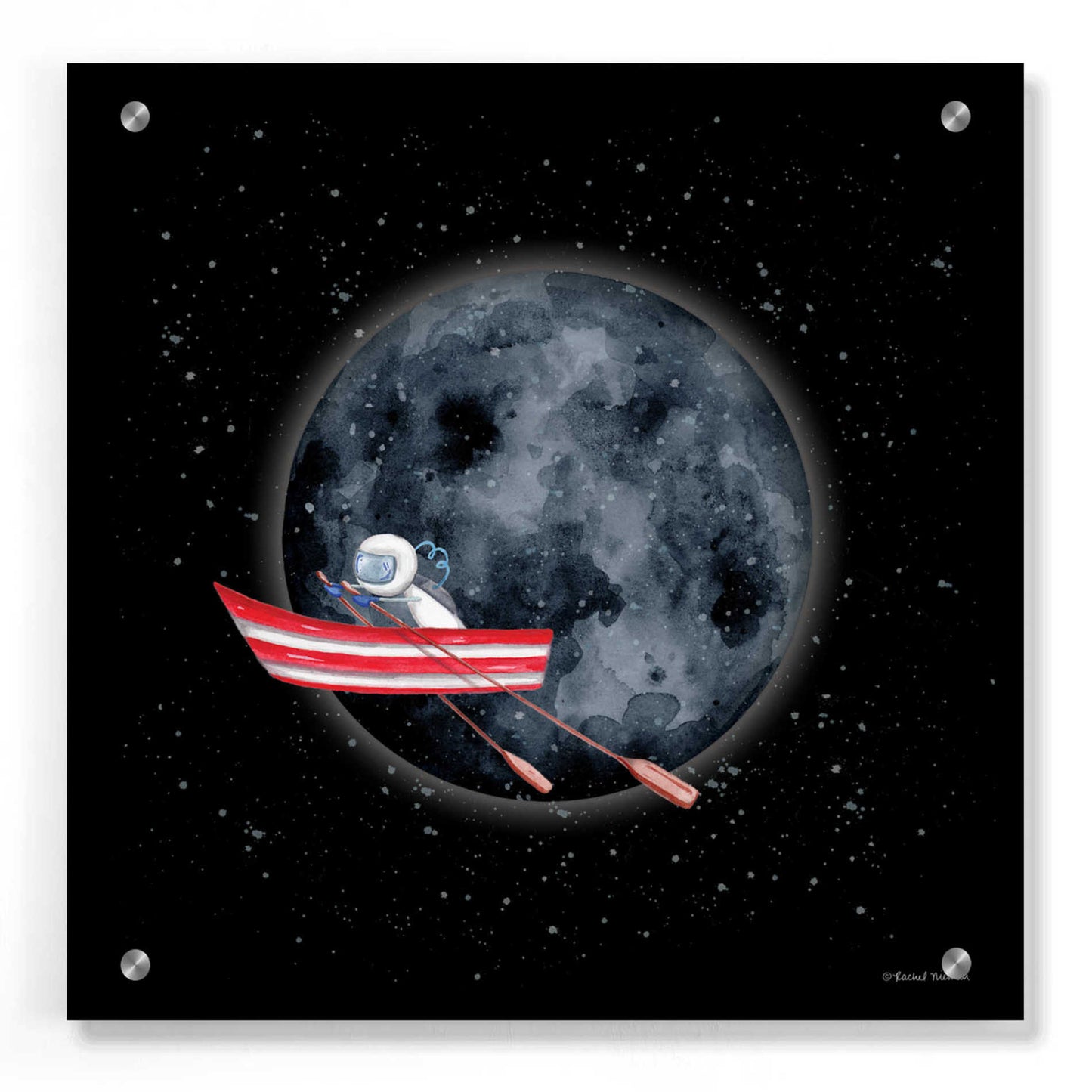 Epic Art 'Sail to the Moon' by Rachel Nieman, Acrylic Glass Wall Art,36x36