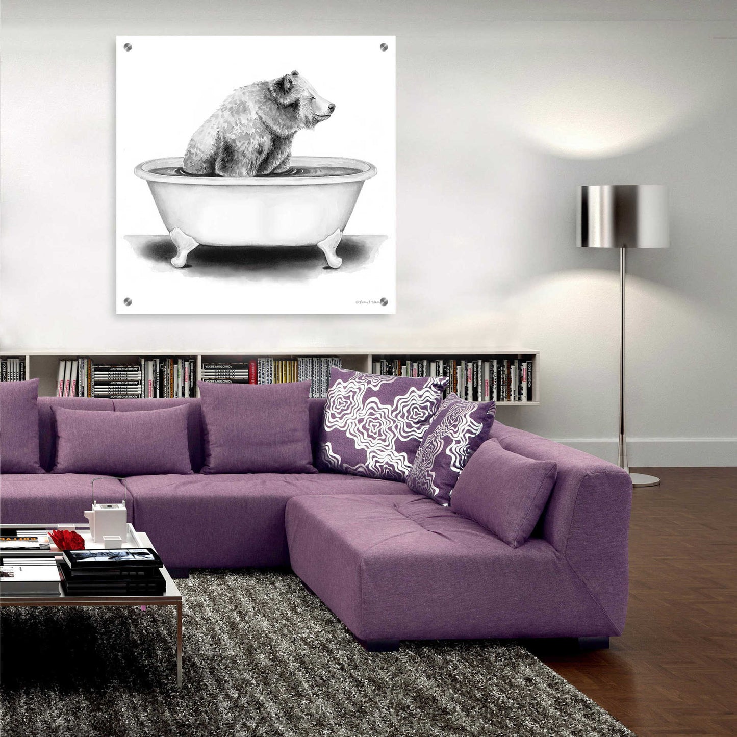 Epic Art 'Bear in Tub' by Rachel Nieman, Acrylic Glass Wall Art,36x36