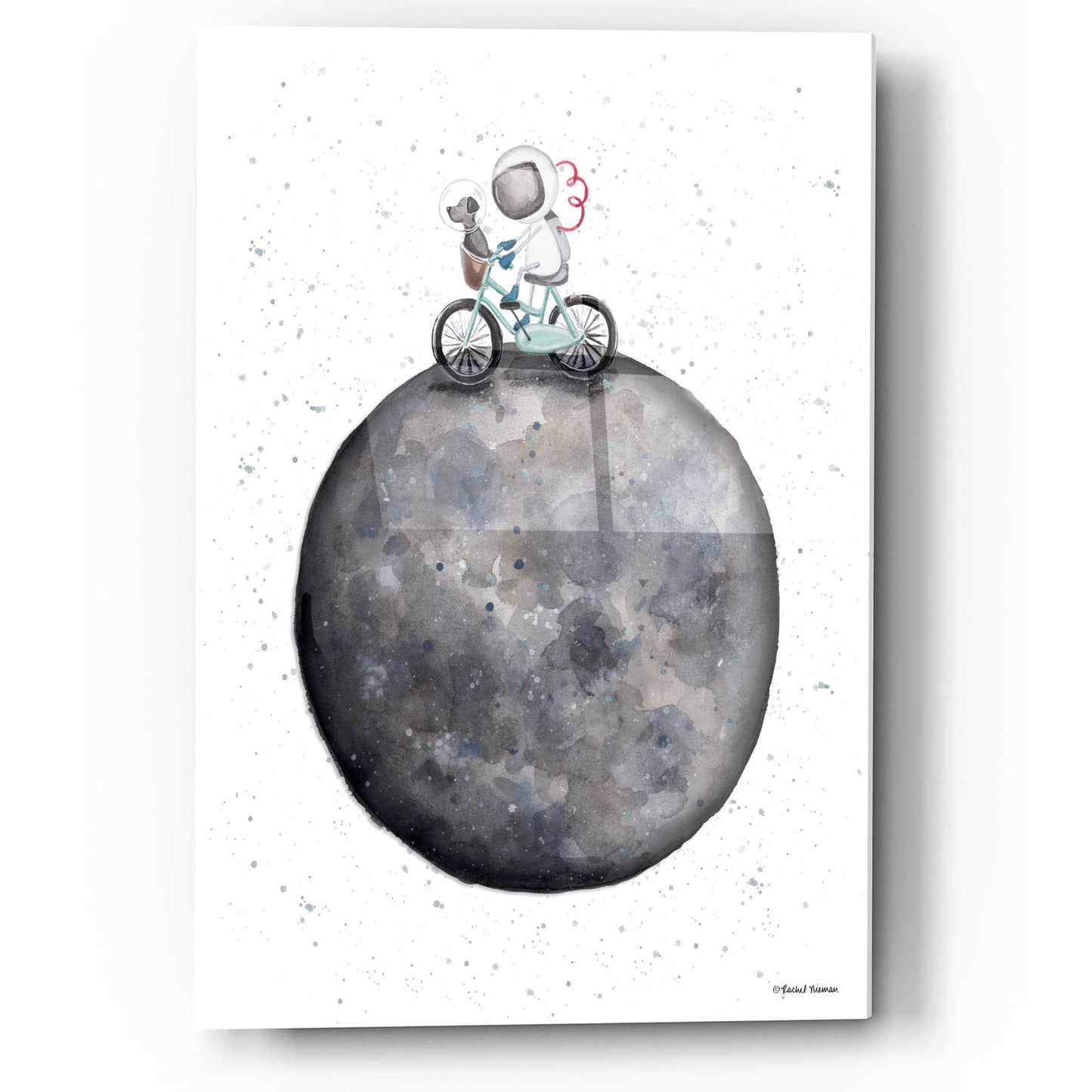 Epic Art 'Bike on Moon' by Rachel Nieman, Acrylic Glass Wall Art,12x16
