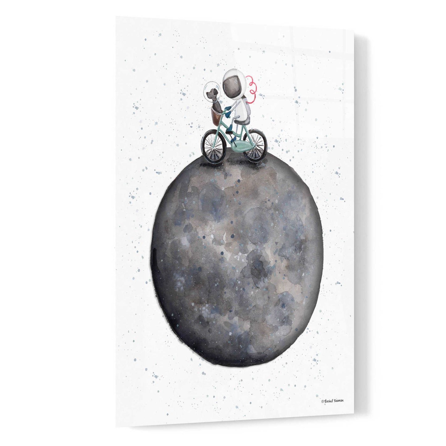 Epic Art 'Bike on Moon' by Rachel Nieman, Acrylic Glass Wall Art,16x24