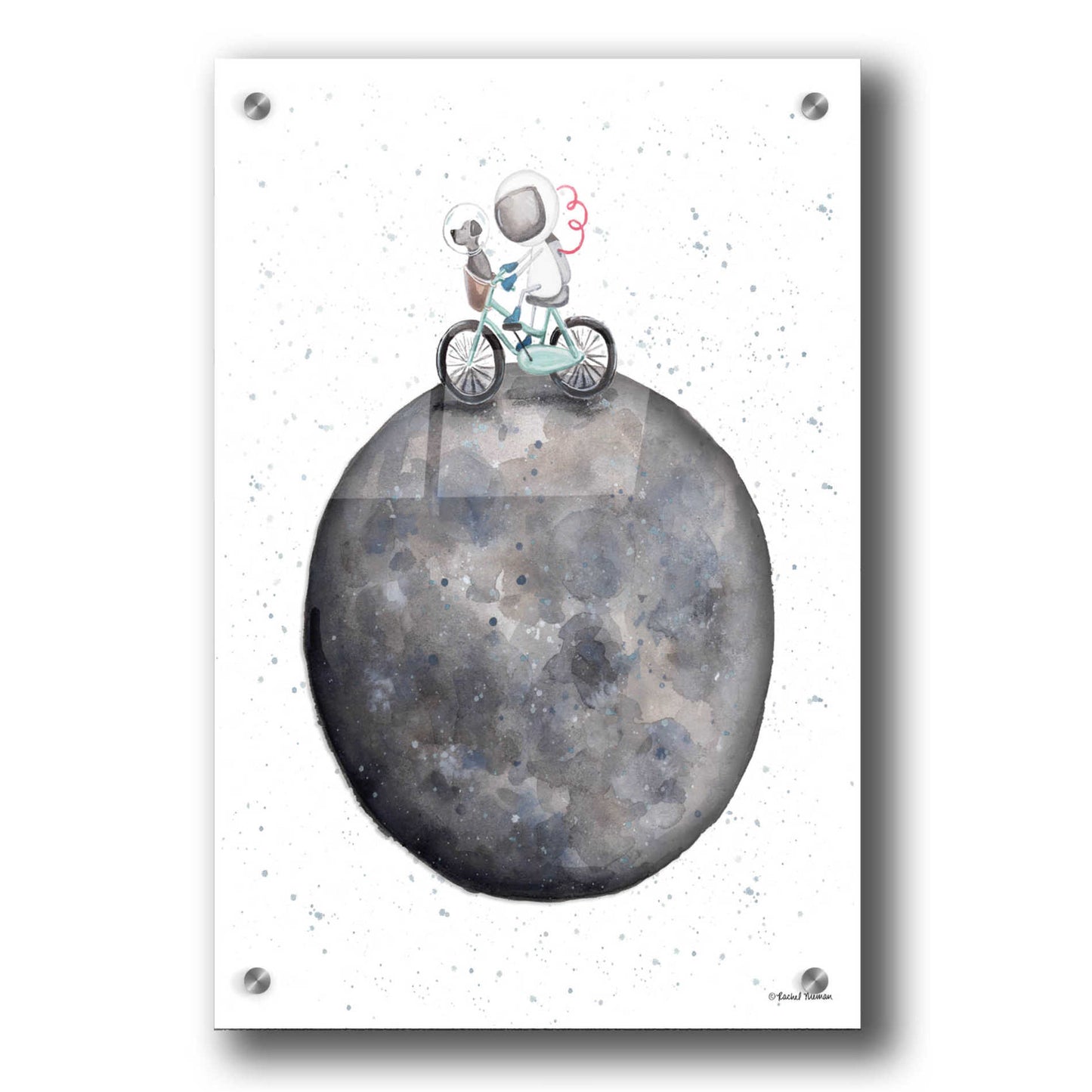 Epic Art 'Bike on Moon' by Rachel Nieman, Acrylic Glass Wall Art,24x36