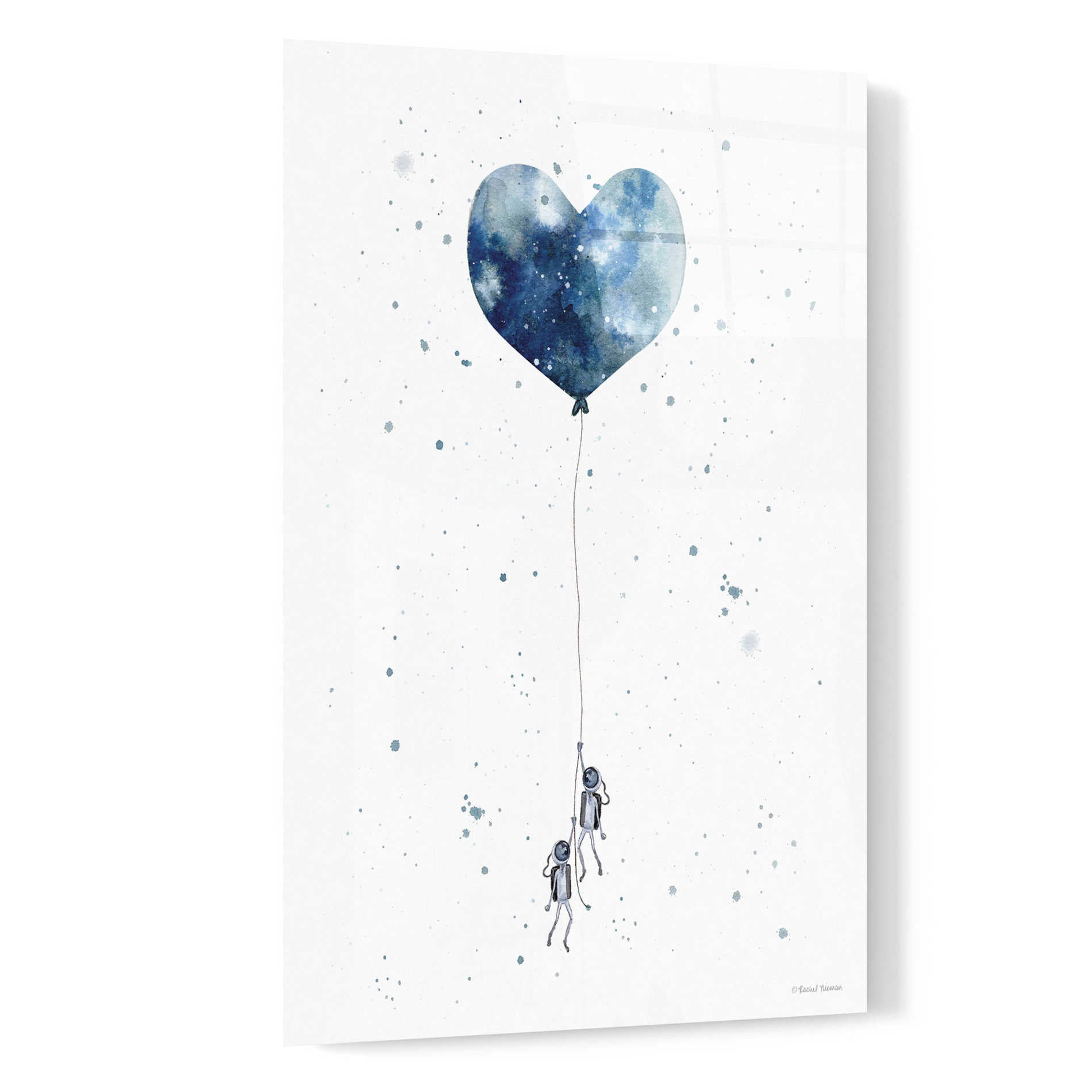 Epic Art 'Heart on Balloon' by Rachel Nieman, Acrylic Glass Wall Art,16x24