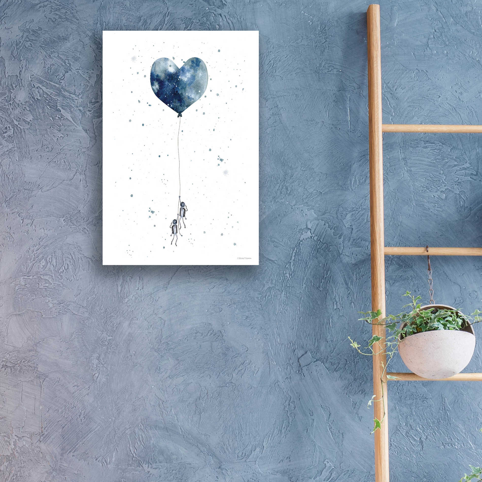 Epic Art 'Heart on Balloon' by Rachel Nieman, Acrylic Glass Wall Art,16x24