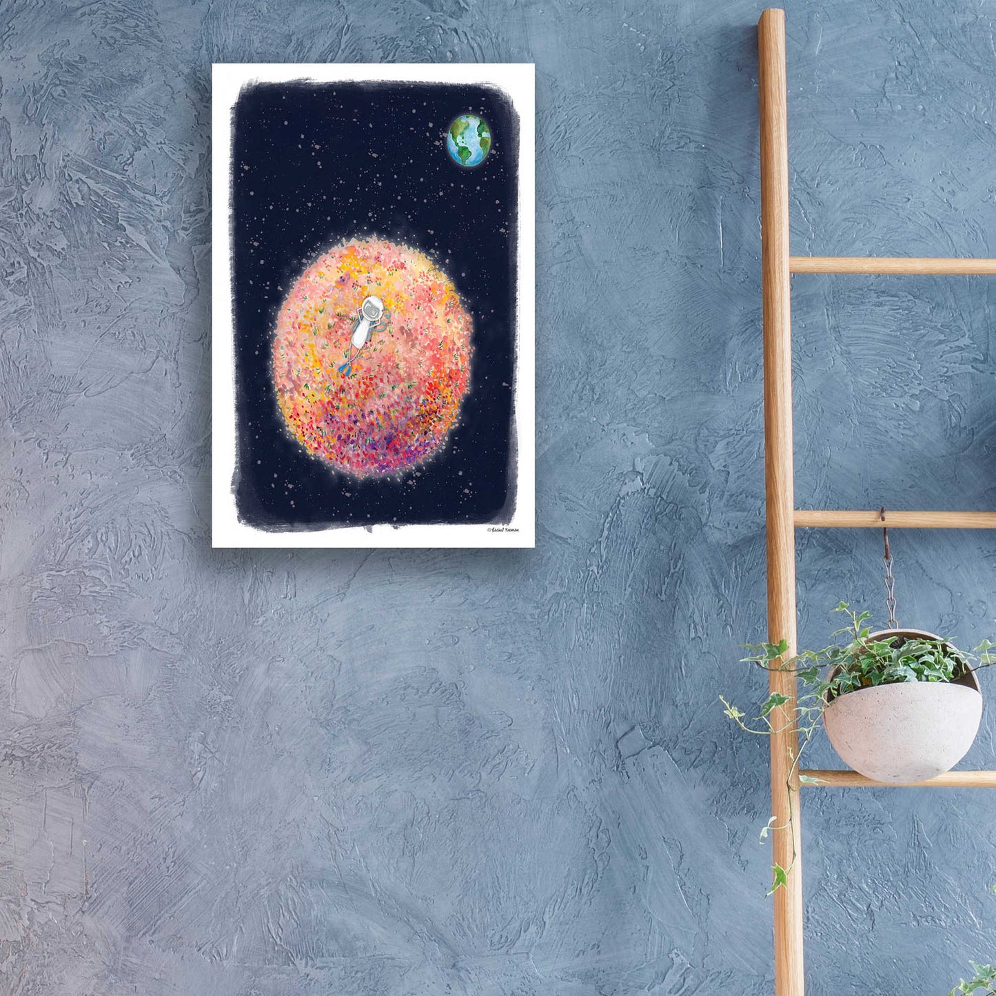 Epic Art 'Chillin on Moon' by Rachel Nieman, Acrylic Glass Wall Art,16x24