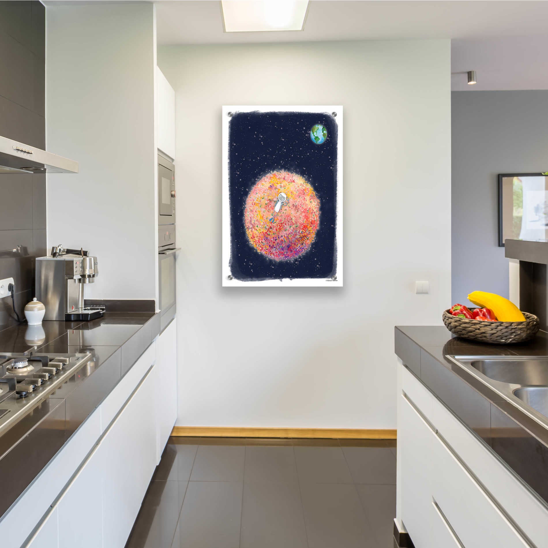 Epic Art 'Chillin on Moon' by Rachel Nieman, Acrylic Glass Wall Art,24x36