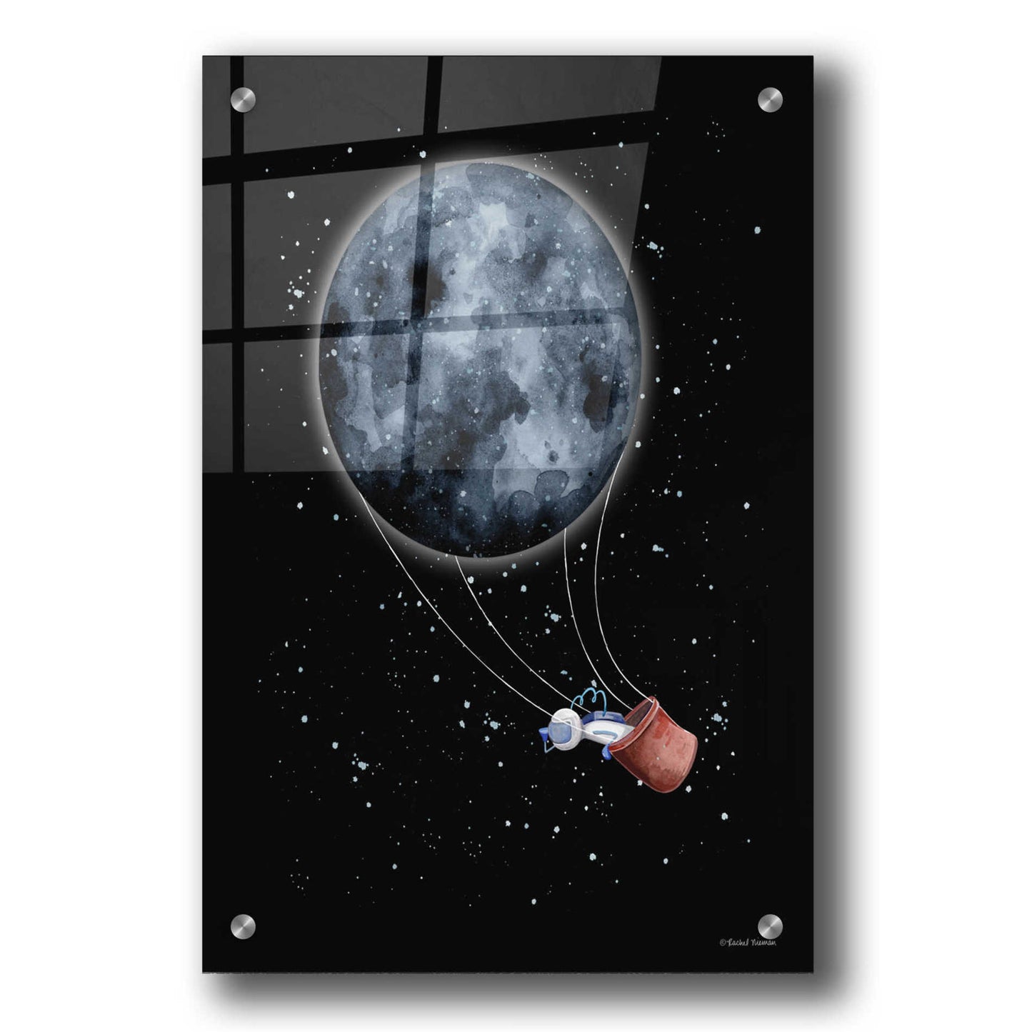 Epic Art 'Moon Hot Air Balloon' by Rachel Nieman, Acrylic Glass Wall Art,24x36