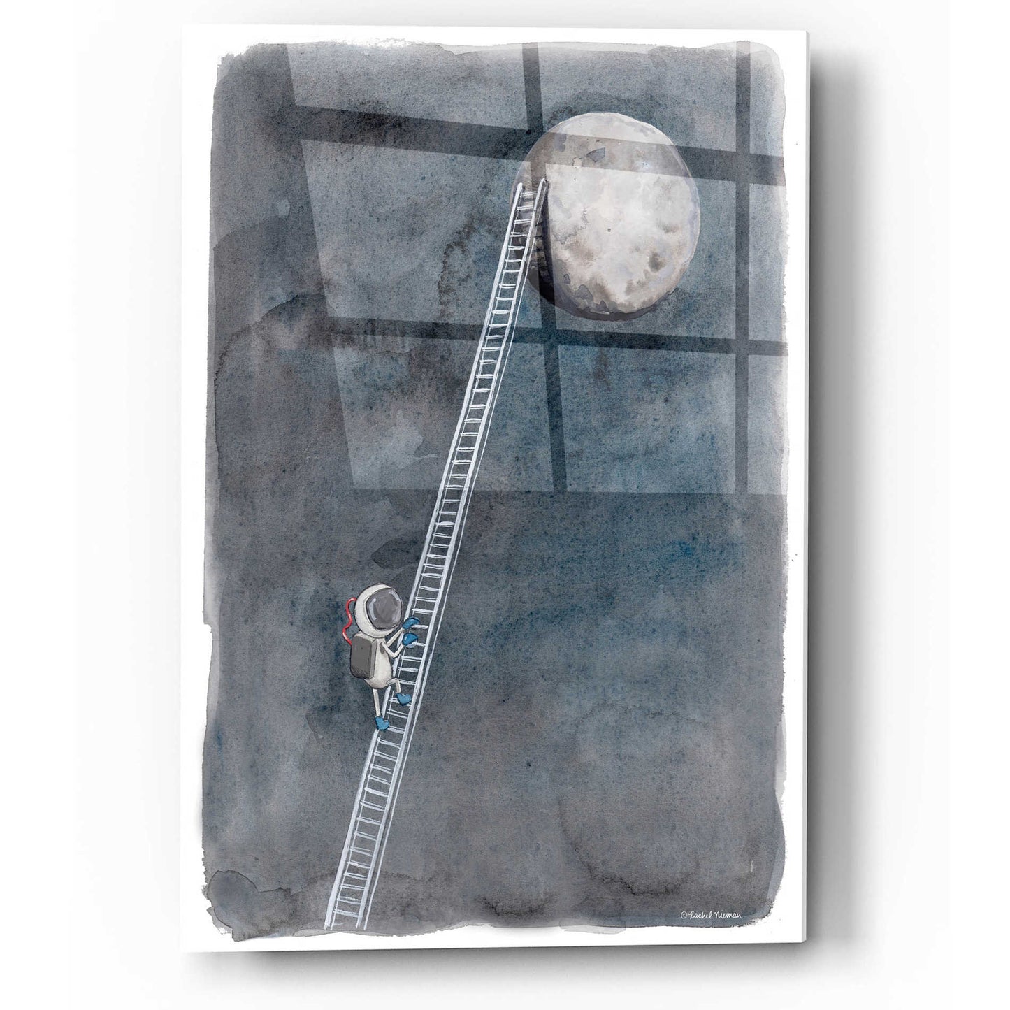 Epic Art 'Ladder to the Moon' by Rachel Nieman, Acrylic Glass Wall Art,12x16