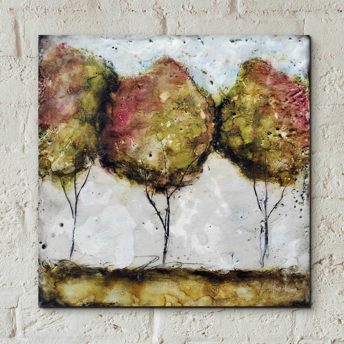 Epic Art 'A Fall Stroll' by Britt Hallowell, Acrylic Glass Wall Art,12x12