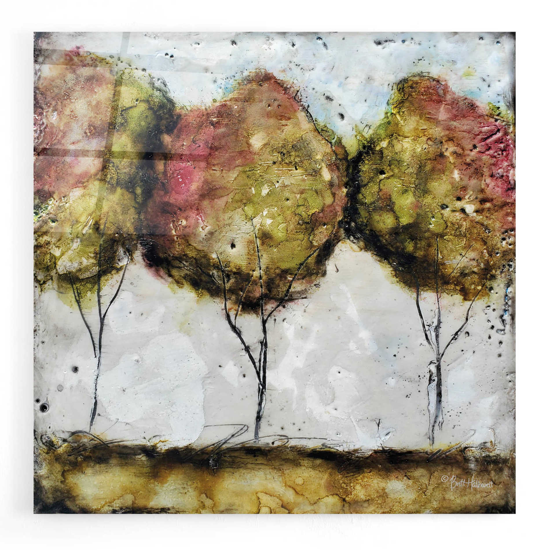 Epic Art 'A Fall Stroll' by Britt Hallowell, Acrylic Glass Wall Art,12x12