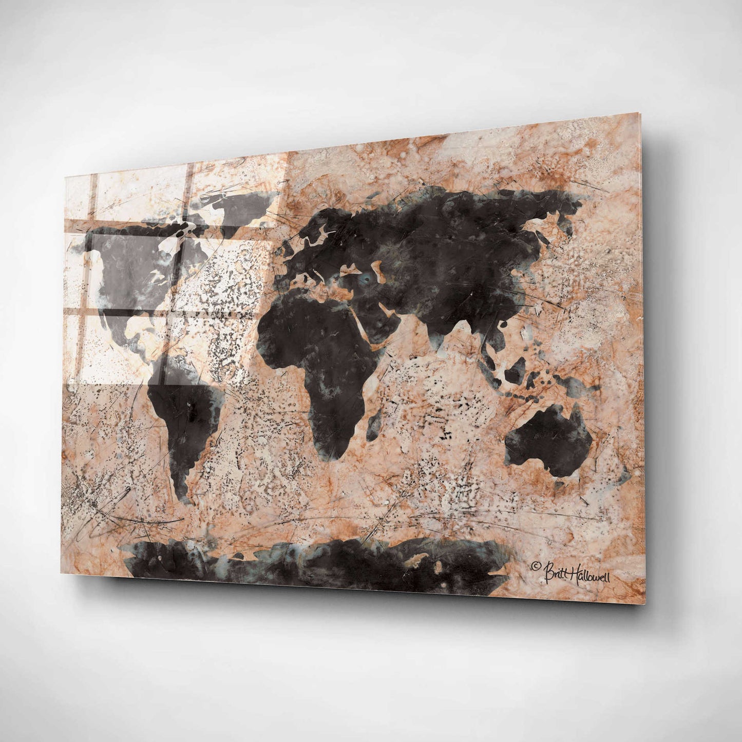 Epic Art 'Old World Map' by Britt Hallowell, Acrylic Glass Wall Art,16x12