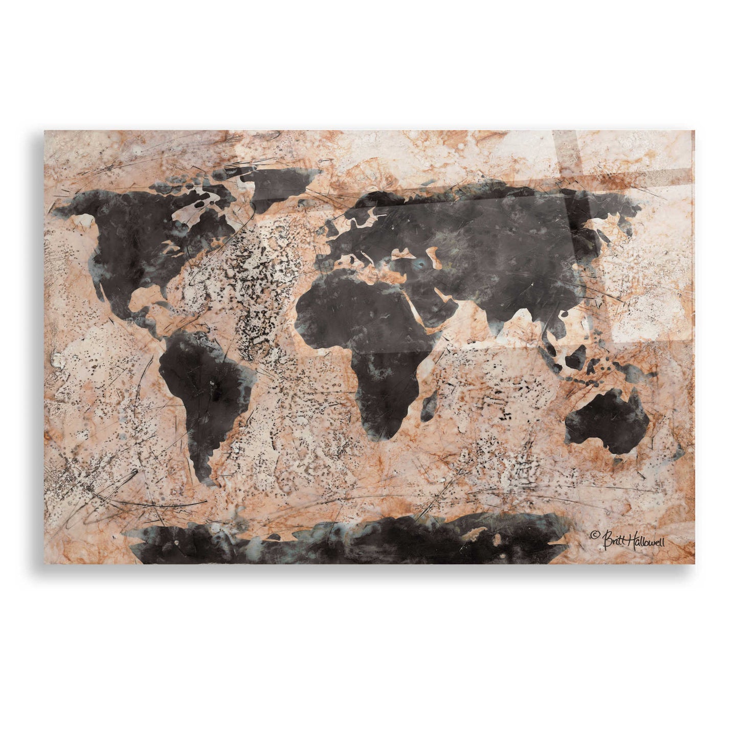 Epic Art 'Old World Map' by Britt Hallowell, Acrylic Glass Wall Art,16x12