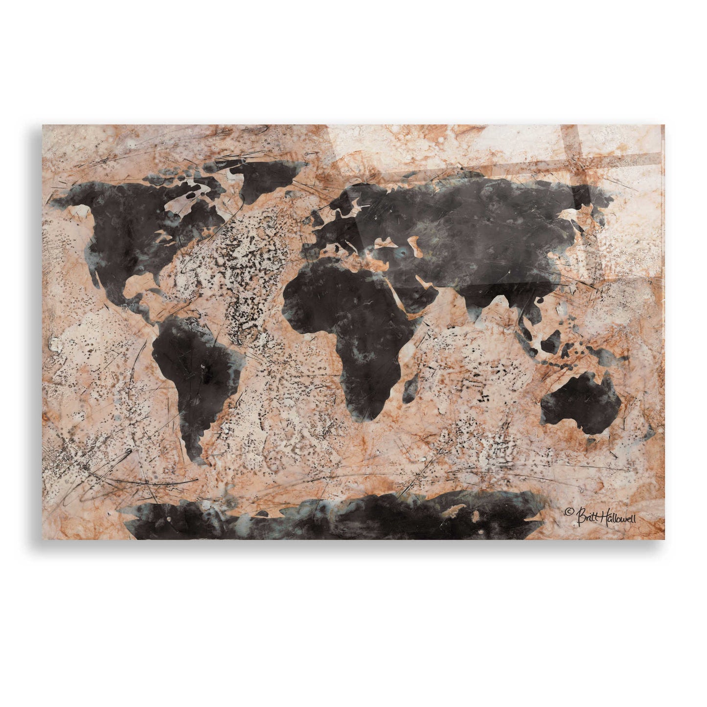 Epic Art 'Old World Map' by Britt Hallowell, Acrylic Glass Wall Art,24x16