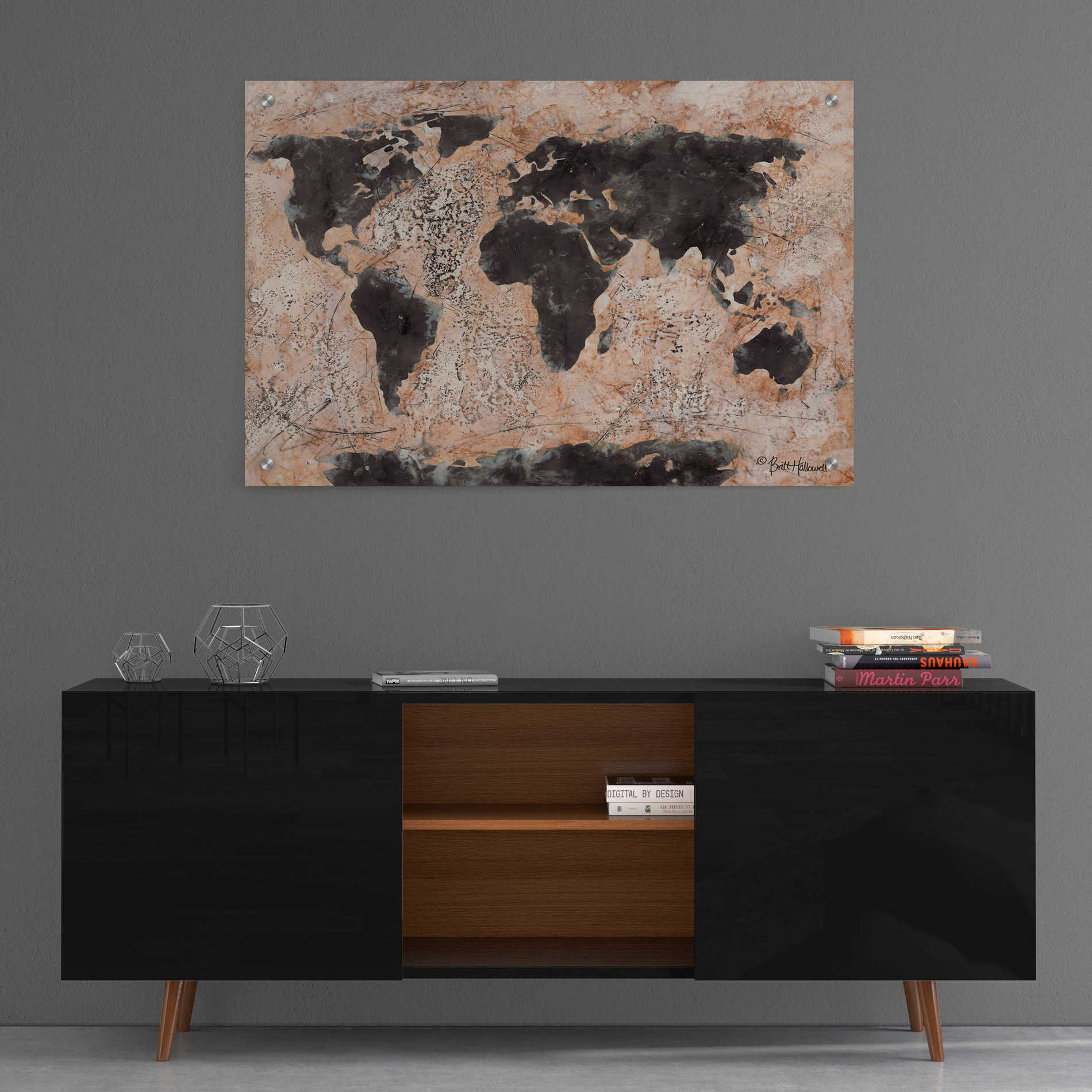 Epic Art 'Old World Map' by Britt Hallowell, Acrylic Glass Wall Art,36x24