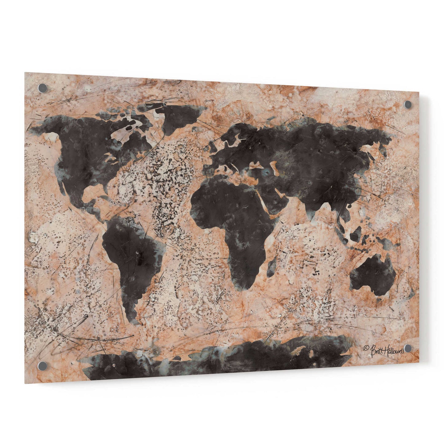 Epic Art 'Old World Map' by Britt Hallowell, Acrylic Glass Wall Art,36x24