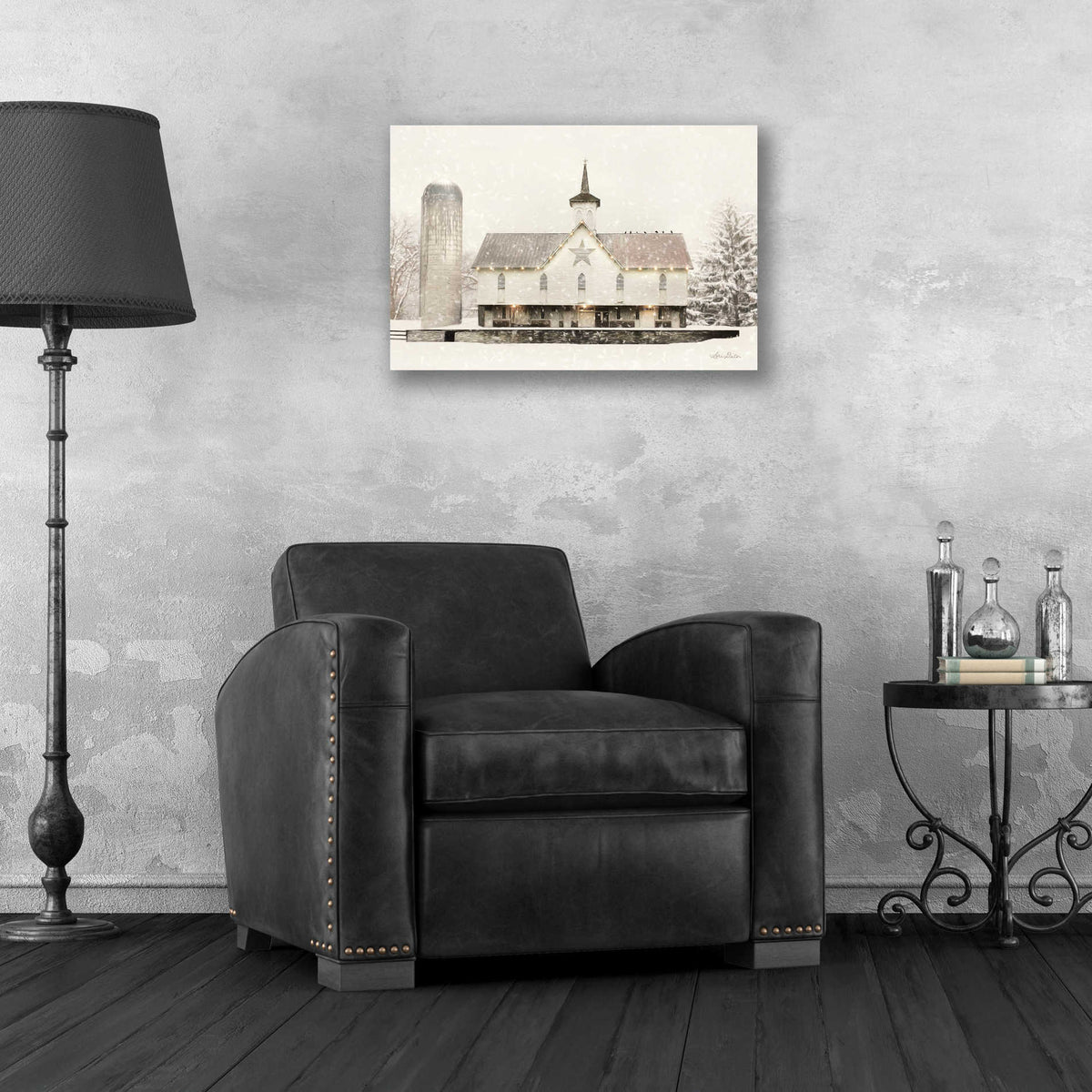Epic Art 'Christmas Star Barn with Lights' by Lori Deiter, Acrylic Glass Wall Art,24x16