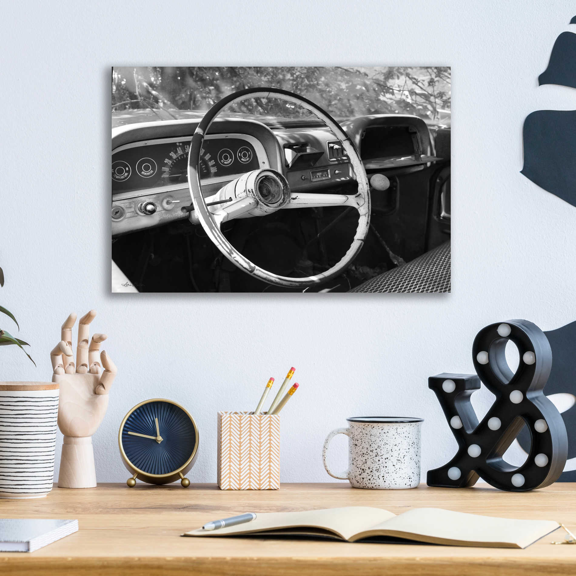 Epic Art 'Chevy Steering Wheel' by Lori Deiter, Acrylic Glass Wall Art,16x12