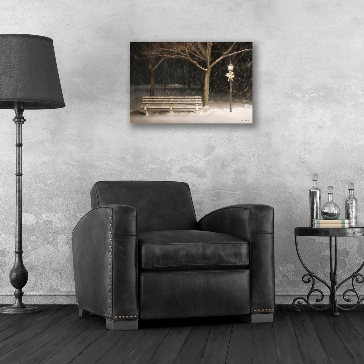 Epic Art 'Snowy Bench' by Lori Deiter, Acrylic Glass Wall Art,24x16