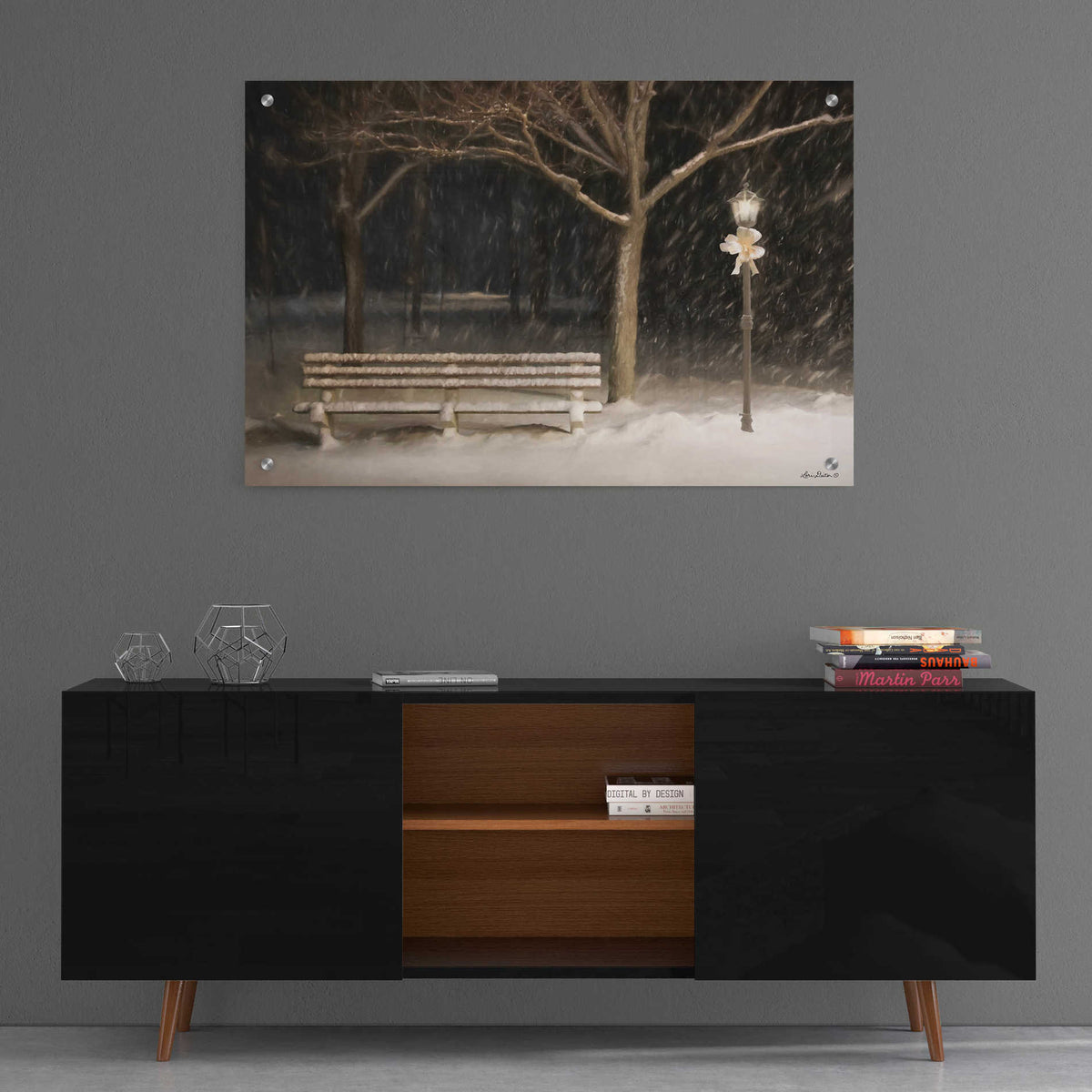 Epic Art 'Snowy Bench' by Lori Deiter, Acrylic Glass Wall Art,36x24