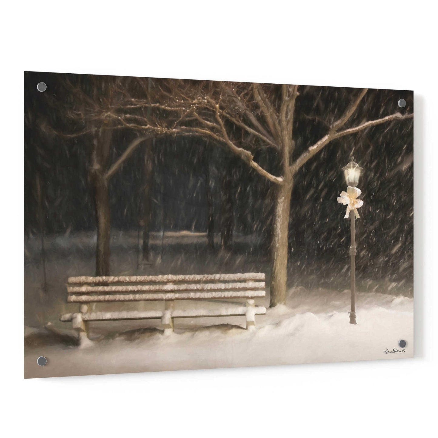 Epic Art 'Snowy Bench' by Lori Deiter, Acrylic Glass Wall Art,36x24