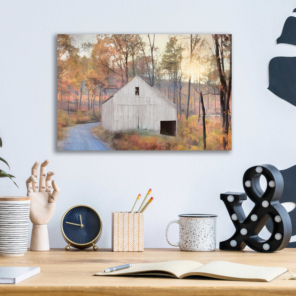 Epic Art 'Fall at the Barn' by Lori Deiter, Acrylic Glass Wall Art,16x12