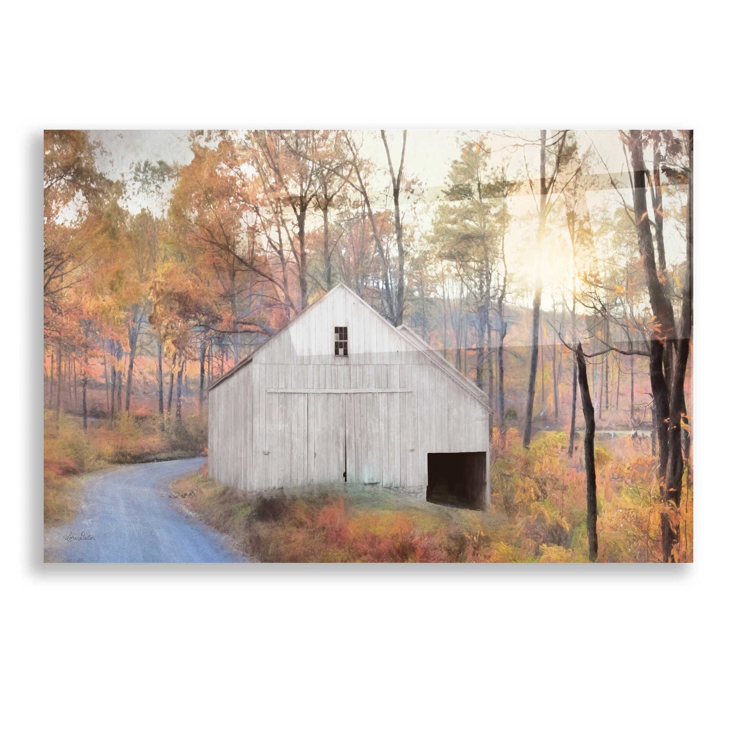 Epic Art 'Fall at the Barn' by Lori Deiter, Acrylic Glass Wall Art,16x12