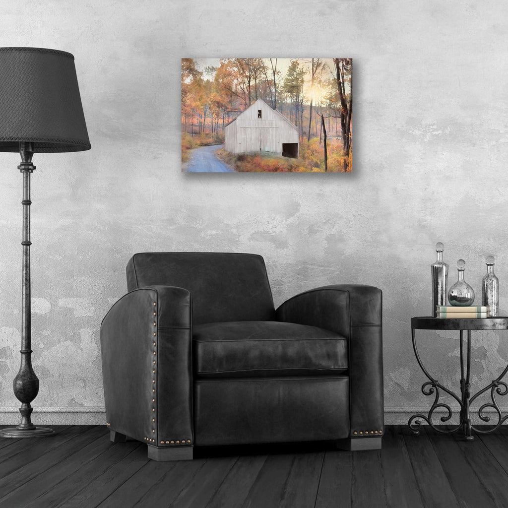 Epic Art 'Fall at the Barn' by Lori Deiter, Acrylic Glass Wall Art,24x16
