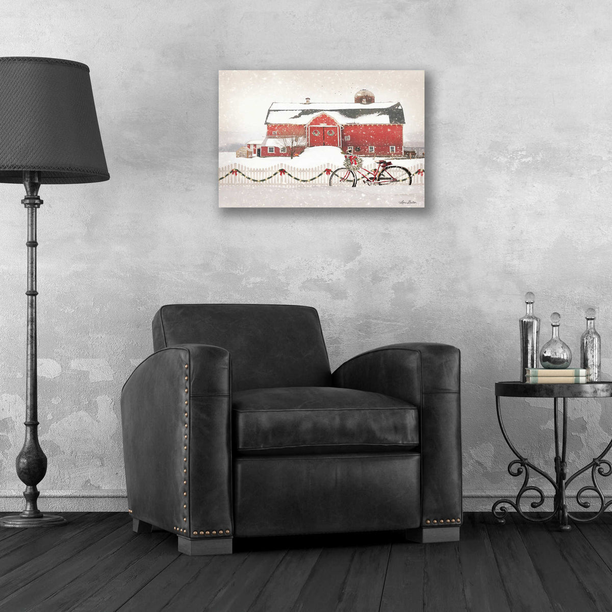 Epic Art 'Christmas Barn and Bike' by Lori Deiter, Acrylic Glass Wall Art,24x16