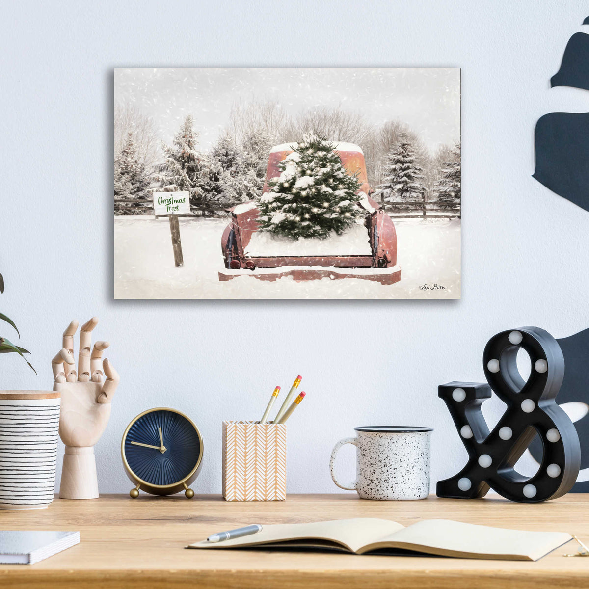 Epic Art 'Rustic Christmas Trees' by Lori Deiter, Acrylic Glass Wall Art,16x12
