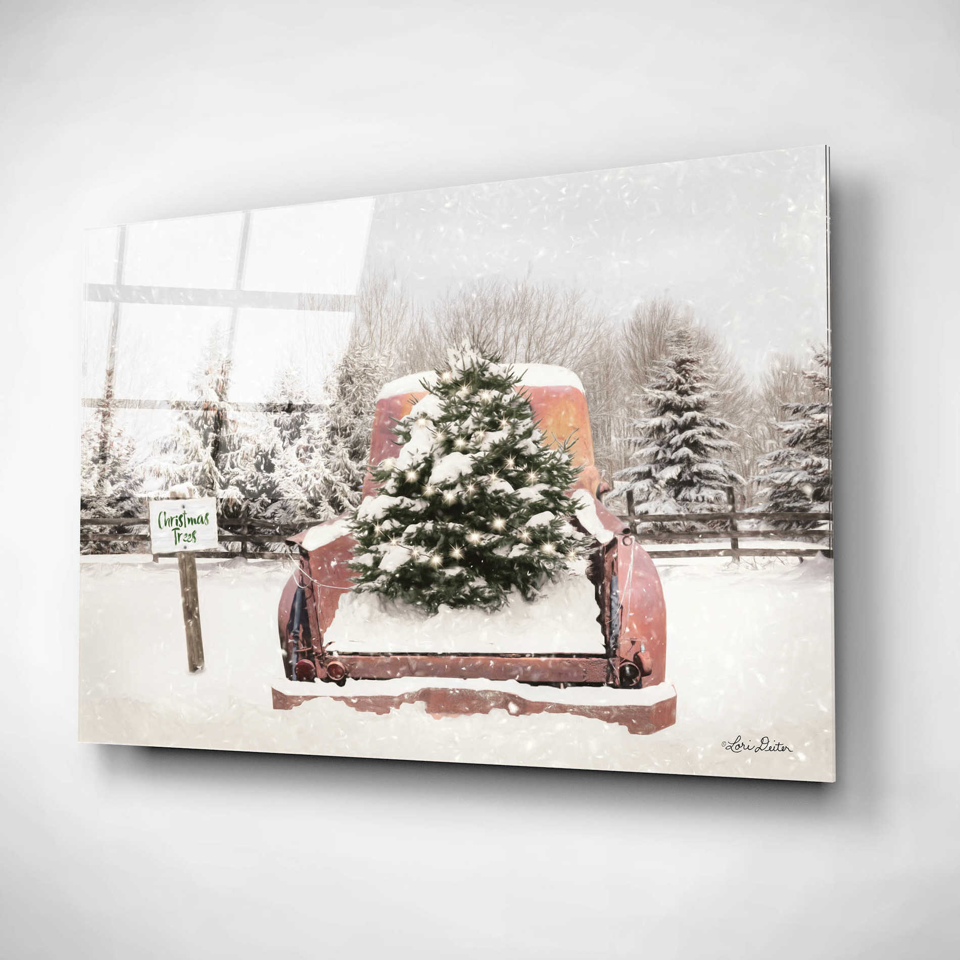 Epic Art 'Rustic Christmas Trees' by Lori Deiter, Acrylic Glass Wall Art,24x16