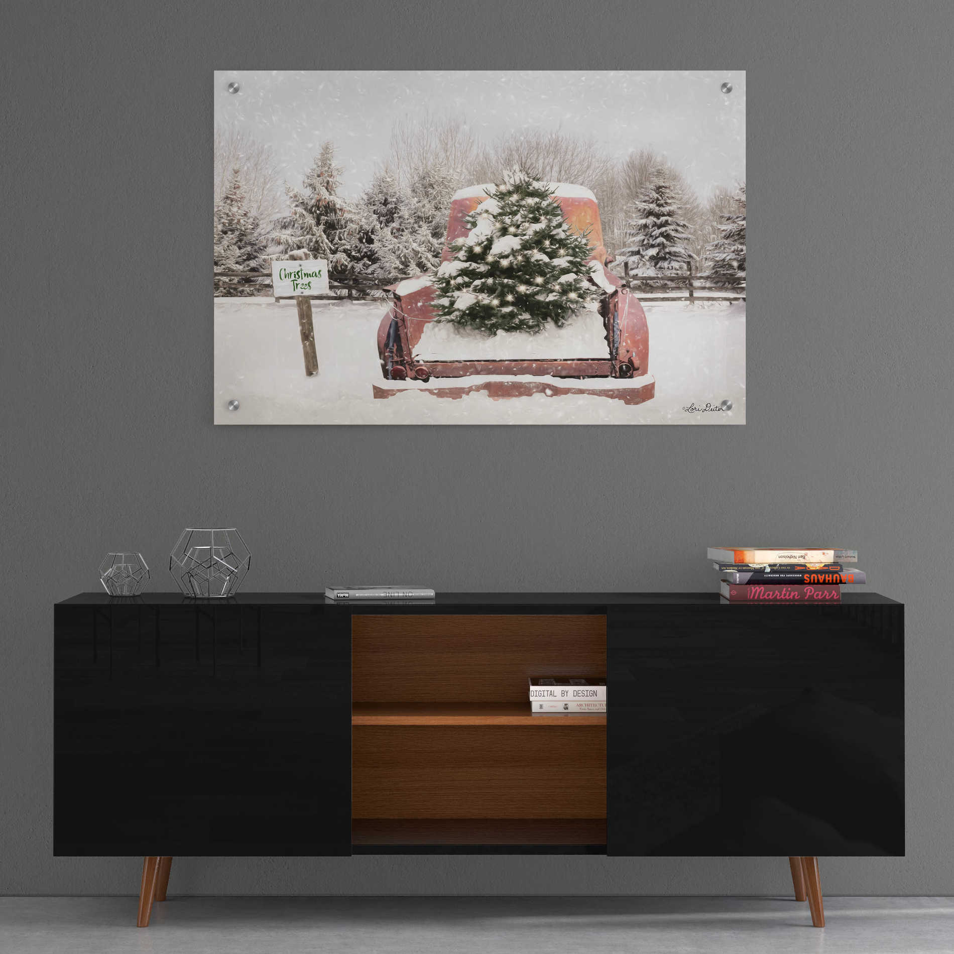 Epic Art 'Rustic Christmas Trees' by Lori Deiter, Acrylic Glass Wall Art,36x24