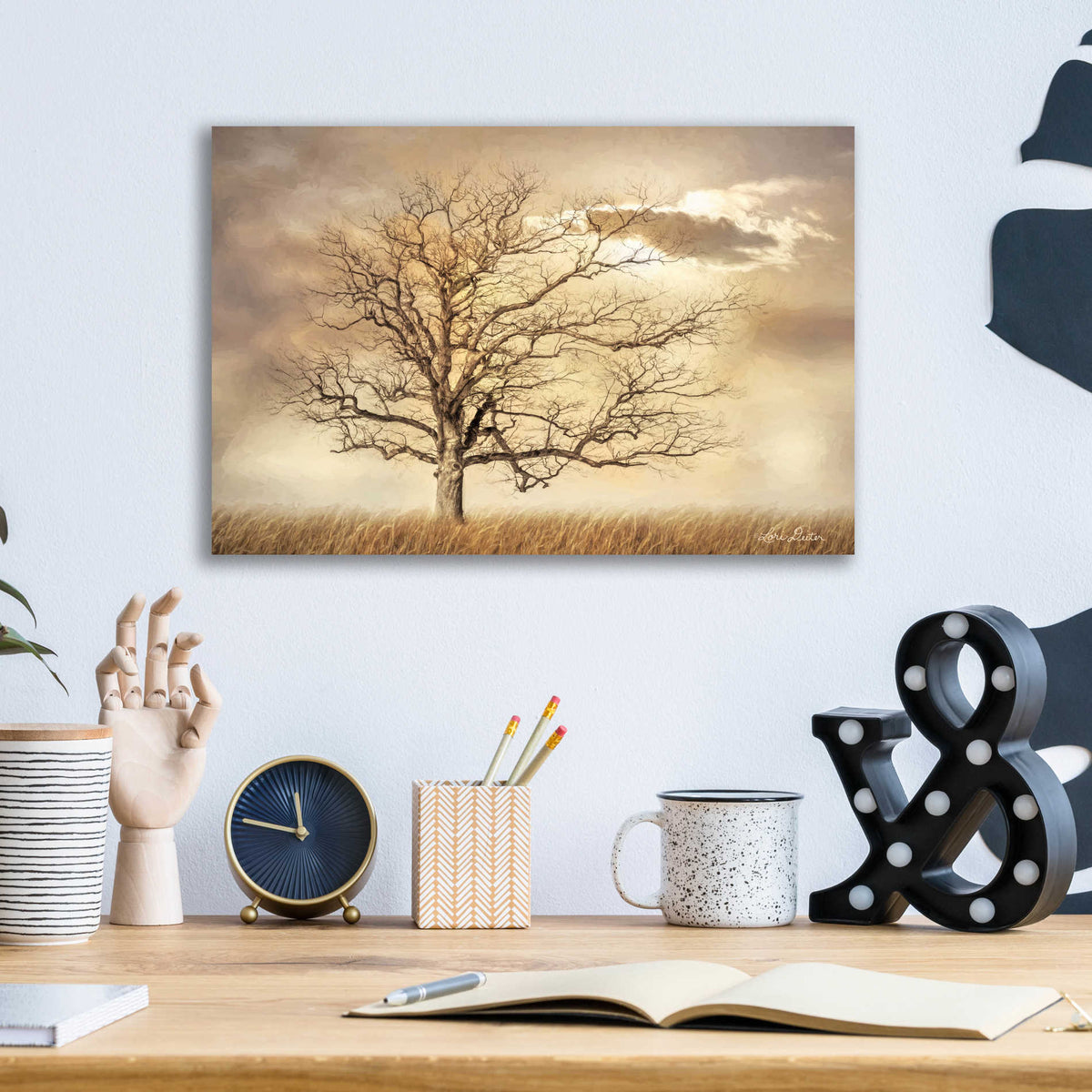 Epic Art 'Golden Tree' by Lori Deiter, Acrylic Glass Wall Art,16x12