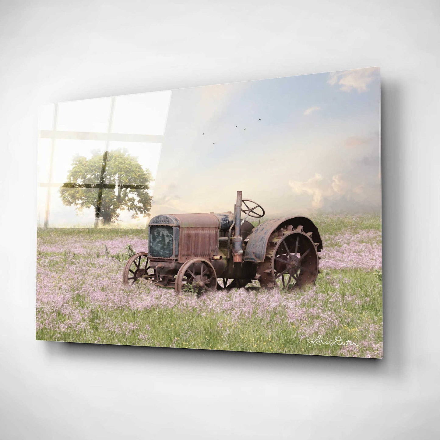 Epic Art 'Tractor at Sunset' by Lori Deiter, Acrylic Glass Wall Art,24x16
