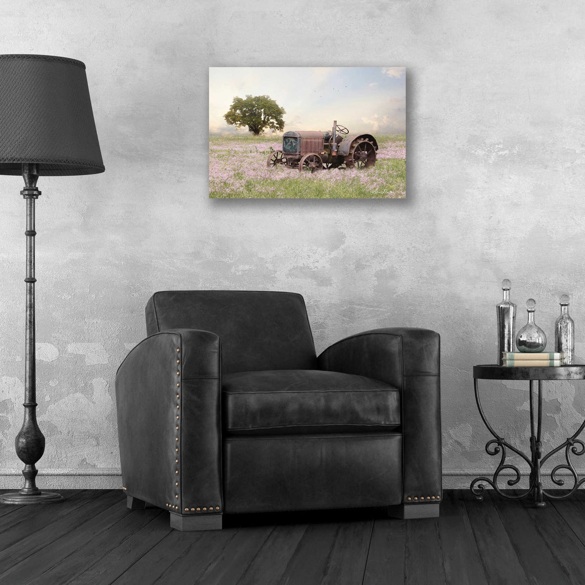 Epic Art 'Tractor at Sunset' by Lori Deiter, Acrylic Glass Wall Art,24x16