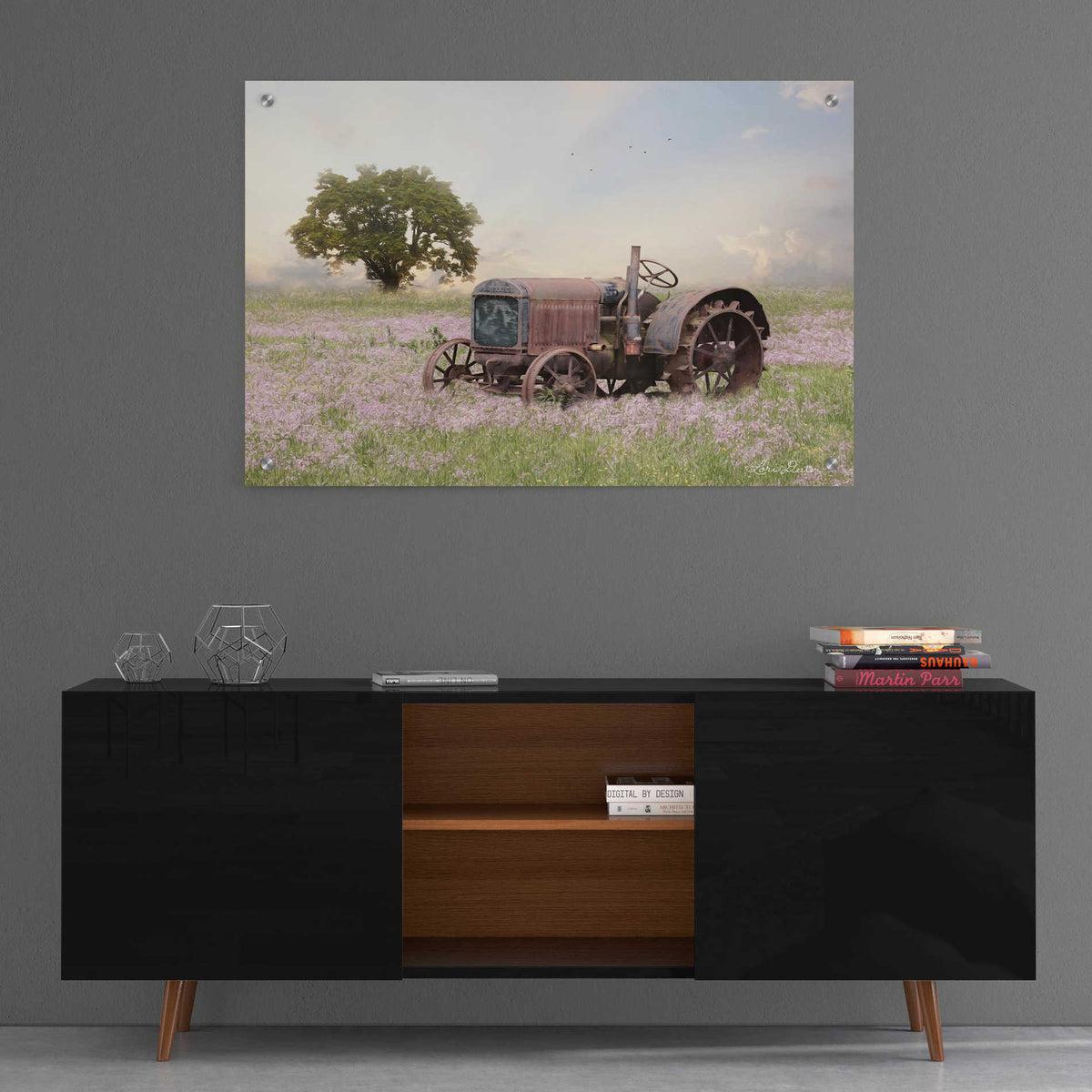Epic Art 'Tractor at Sunset' by Lori Deiter, Acrylic Glass Wall Art,36x24