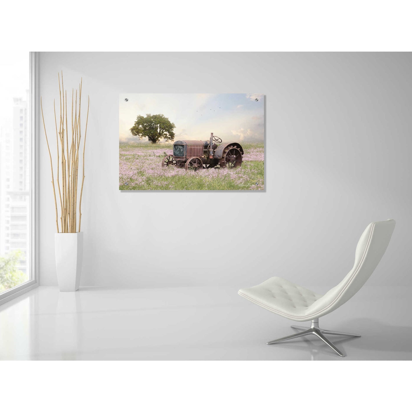 Epic Art 'Tractor at Sunset' by Lori Deiter, Acrylic Glass Wall Art,36x24