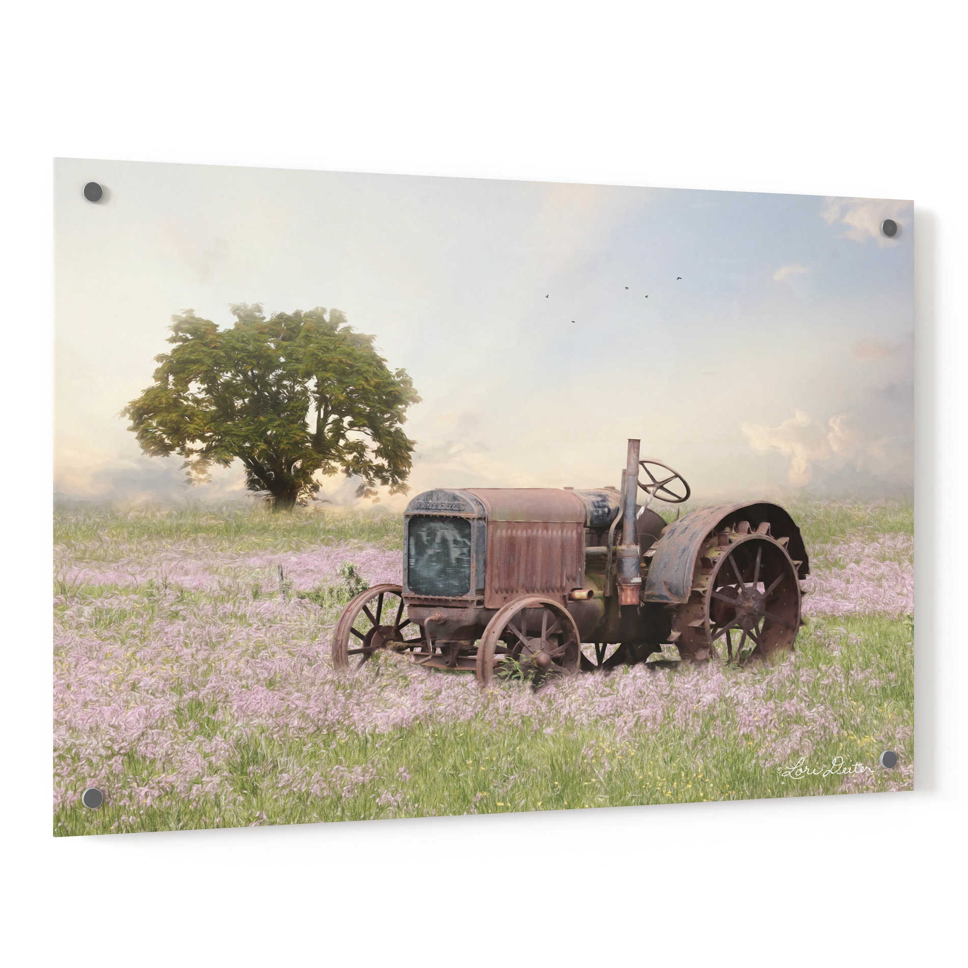 Epic Art 'Tractor at Sunset' by Lori Deiter, Acrylic Glass Wall Art,36x24