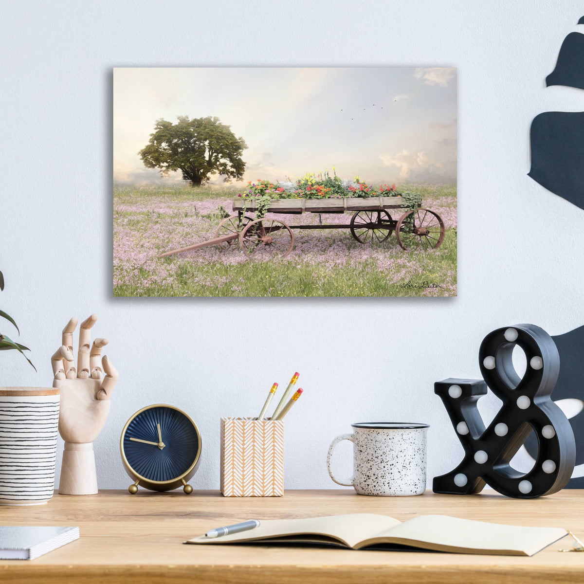 Epic Art 'Flower Wagon at Sunset' by Lori Deiter, Acrylic Glass Wall Art,16x12
