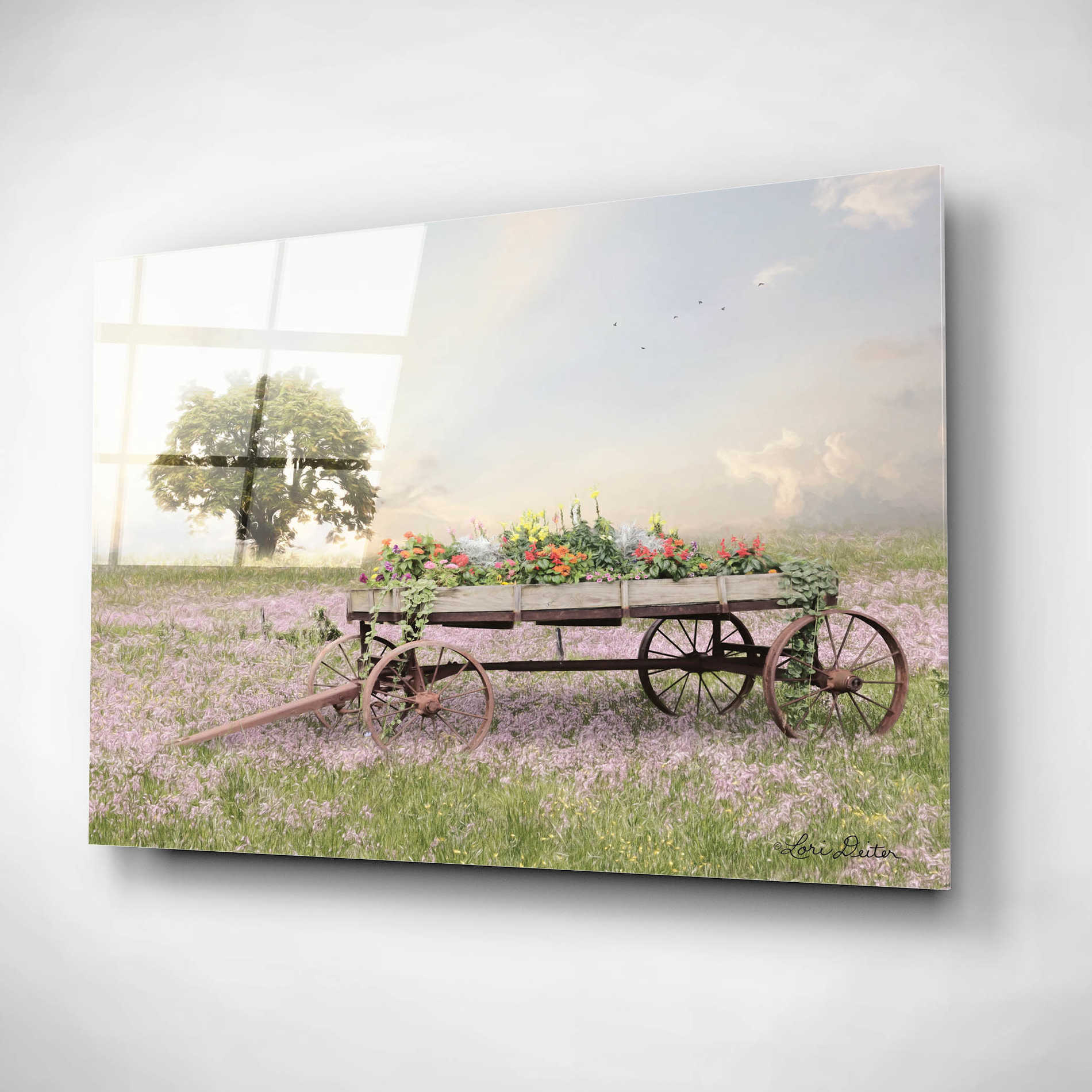 Epic Art 'Flower Wagon at Sunset' by Lori Deiter, Acrylic Glass Wall Art,24x16