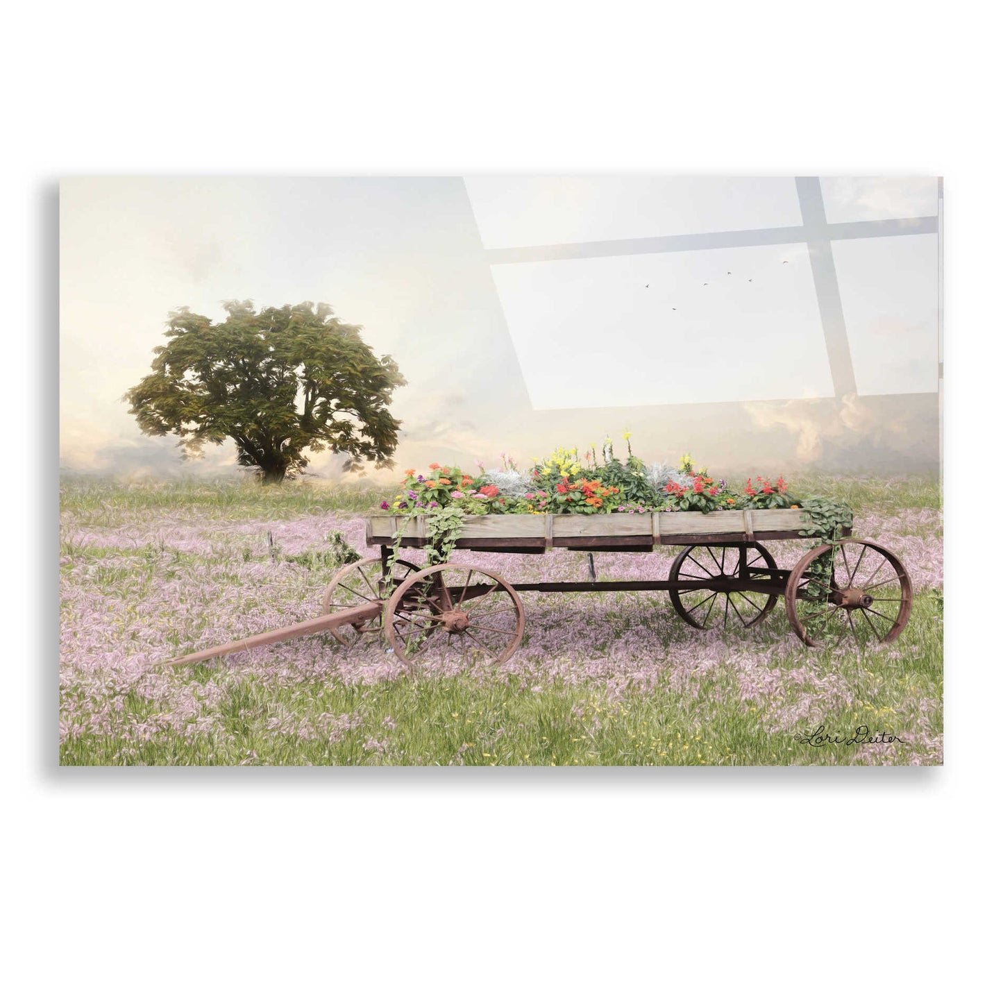 Epic Art 'Flower Wagon at Sunset' by Lori Deiter, Acrylic Glass Wall Art,24x16