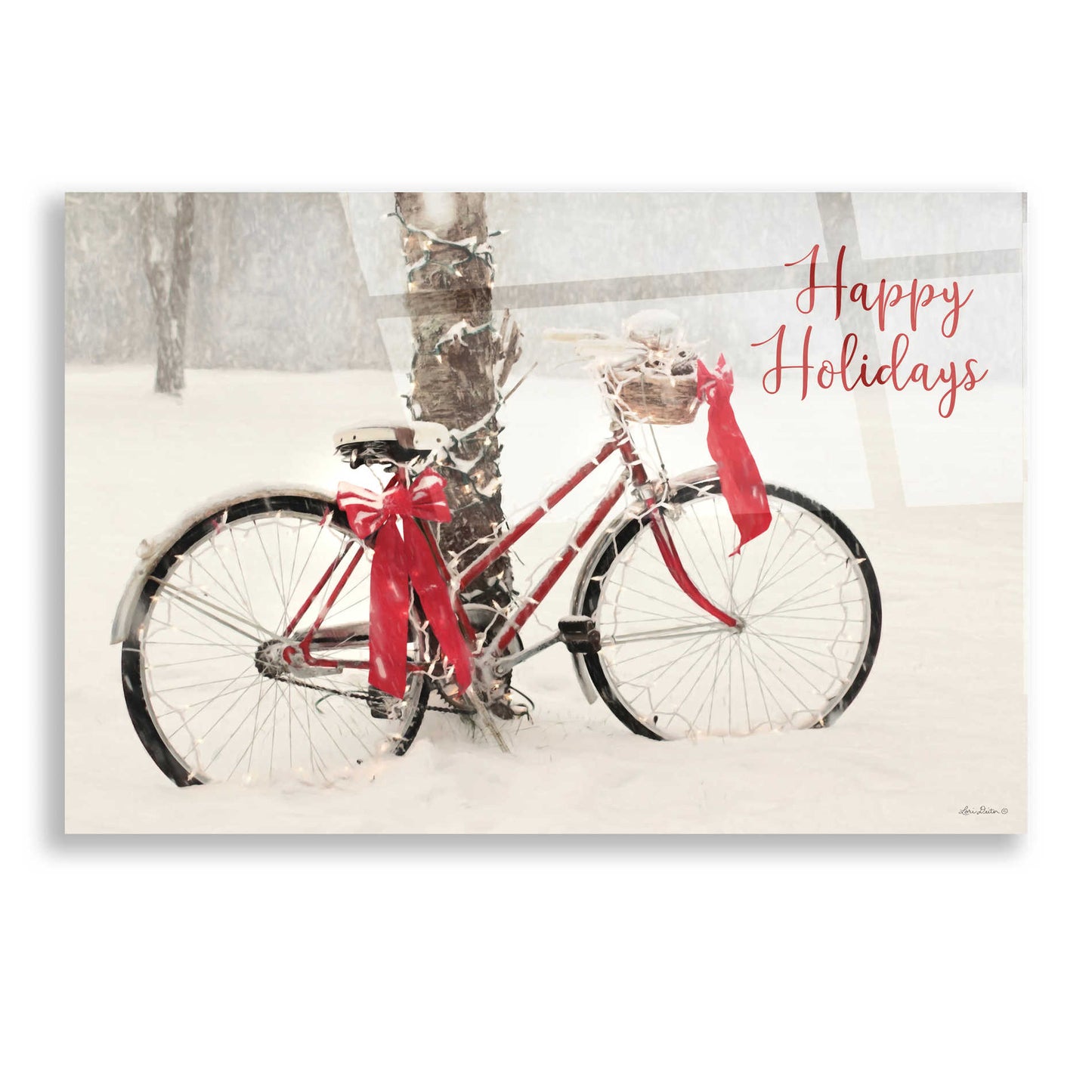 Epic Art 'Happy Holidays Snowy Bike' by Lori Deiter, Acrylic Glass Wall Art
