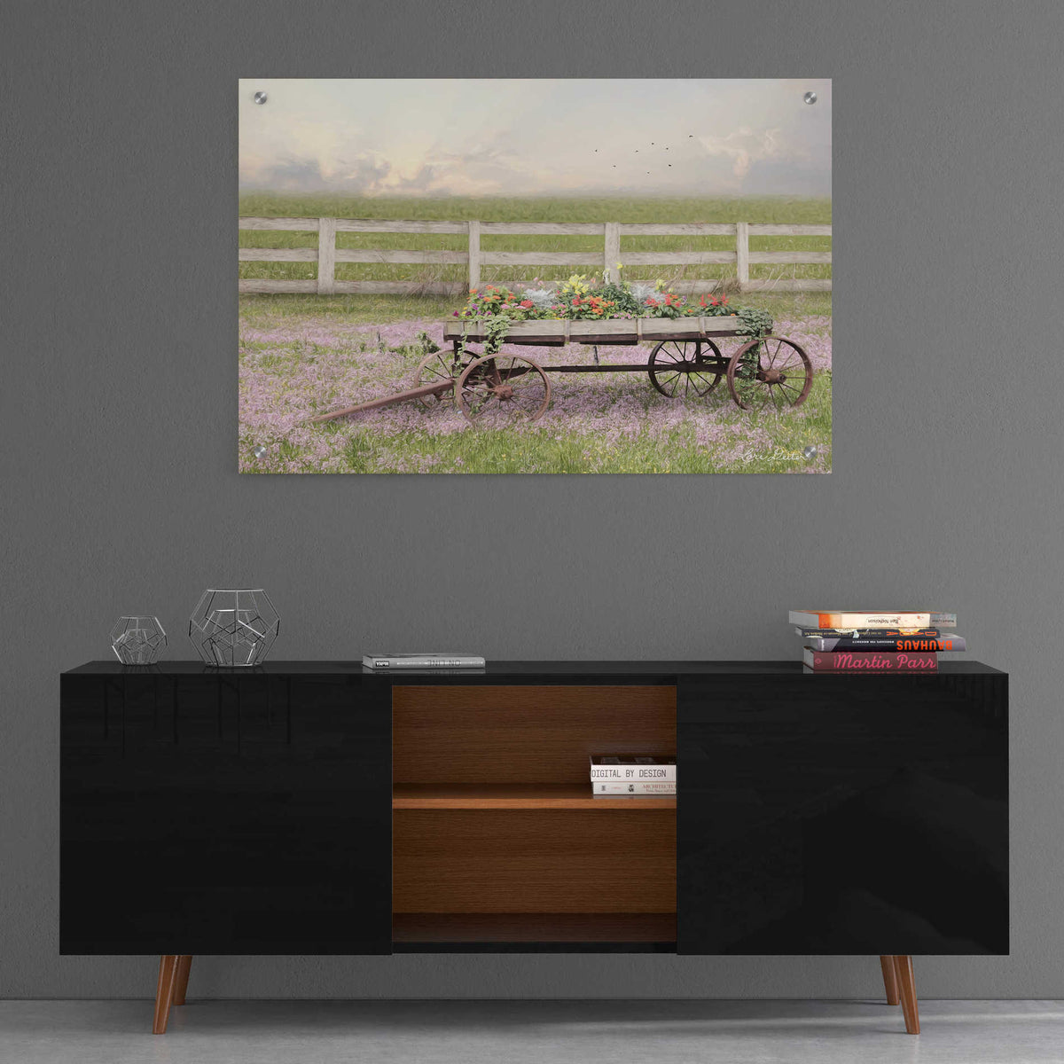 Epic Art 'Country Flower Wagon' by Lori Deiter, Acrylic Glass Wall Art,36x24
