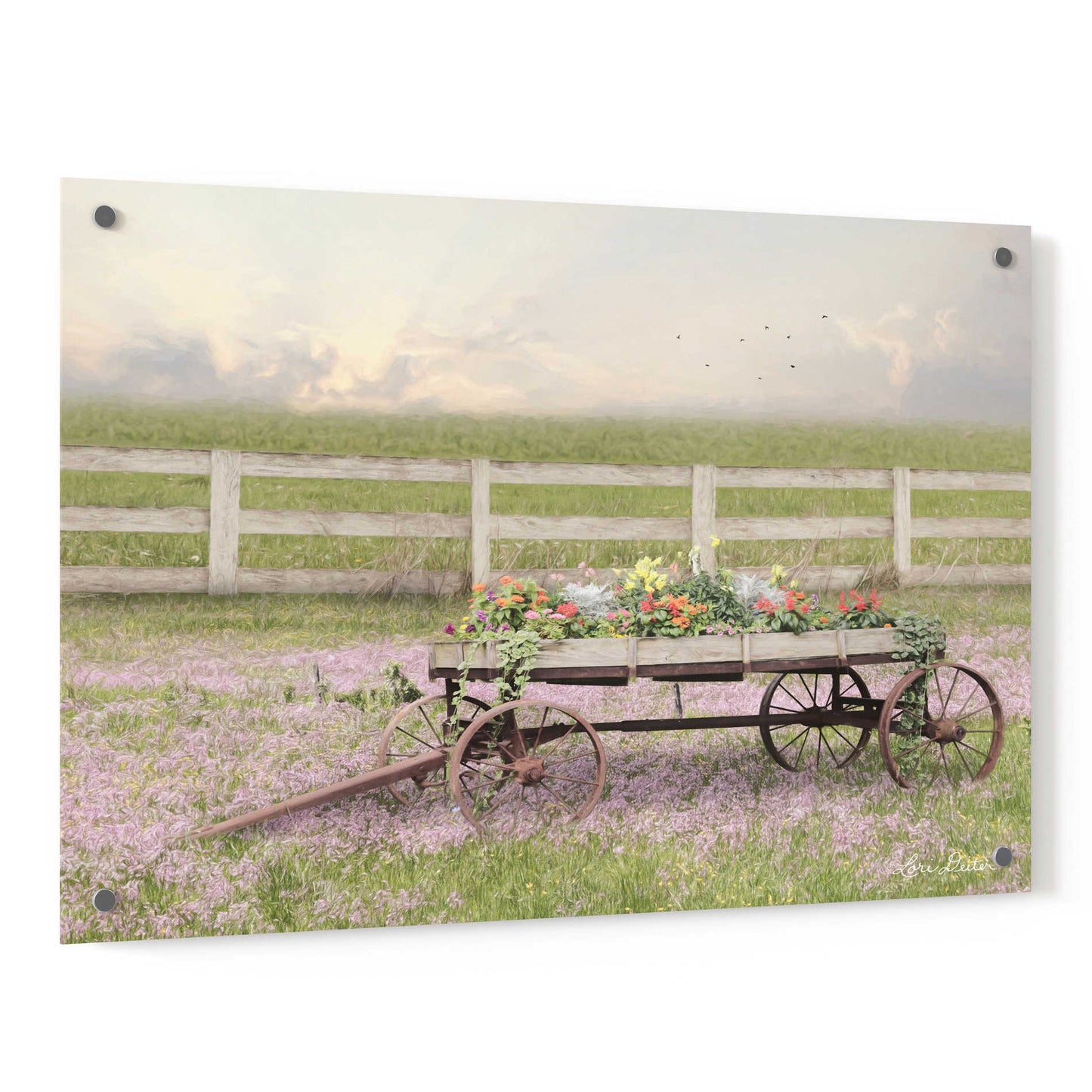 Epic Art 'Country Flower Wagon' by Lori Deiter, Acrylic Glass Wall Art,36x24
