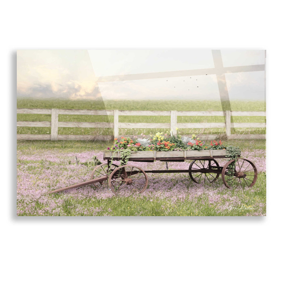 Epic Art 'Country Flower Wagon' by Lori Deiter, Acrylic Glass Wall Art