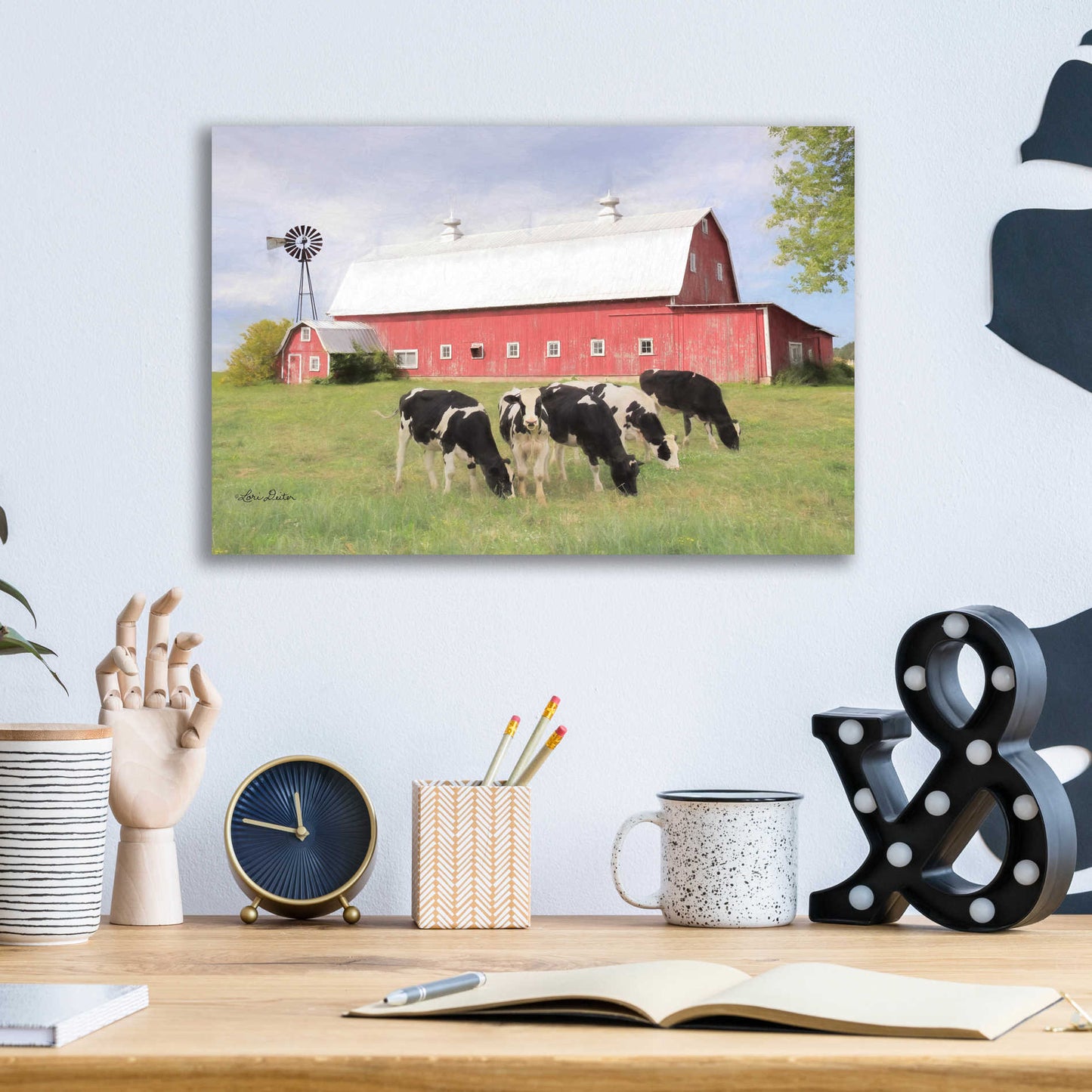 Epic Art 'Henderson Cows' by Lori Deiter, Acrylic Glass Wall Art,16x12