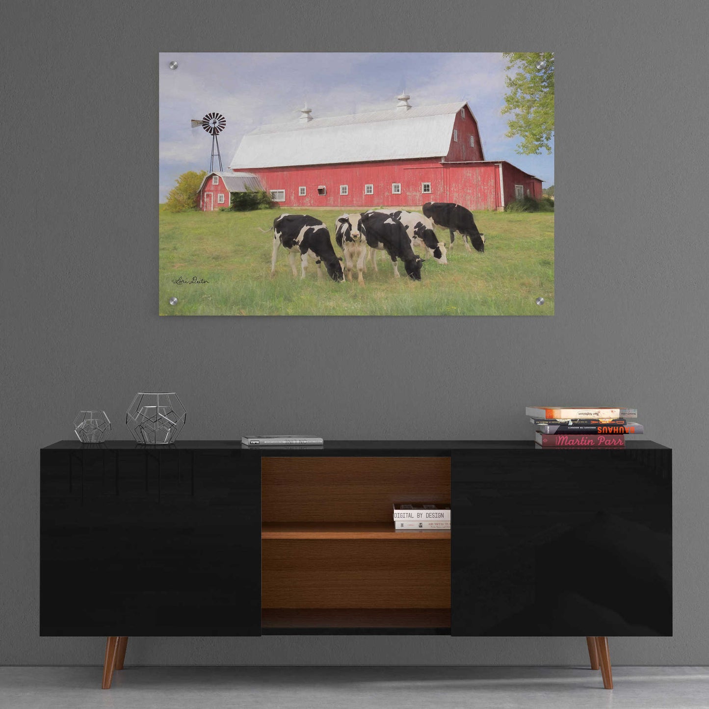 Epic Art 'Henderson Cows' by Lori Deiter, Acrylic Glass Wall Art,36x24
