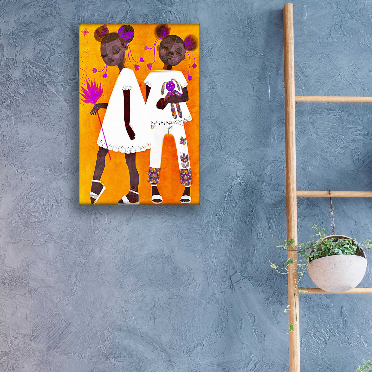 Epic Art 'The Petite Twins' by Erin Robinson, Acrylic Glass Wall Art,16x24